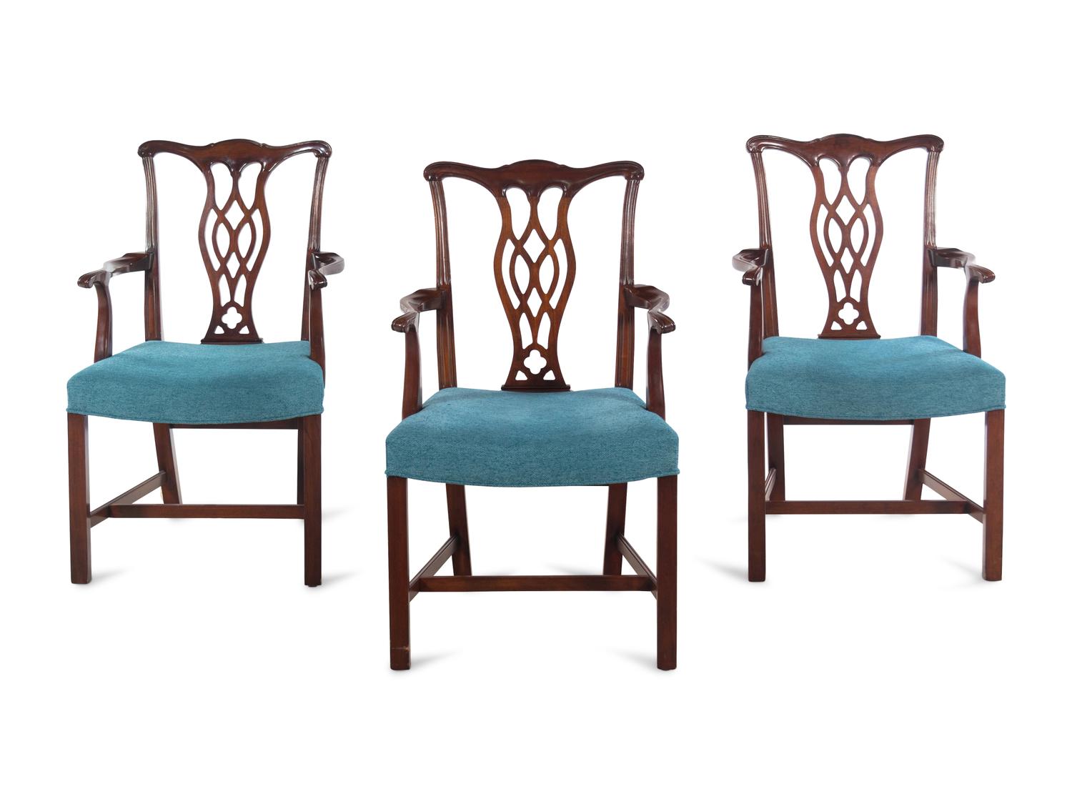 Three George III Style Mahogany Dining Chairs