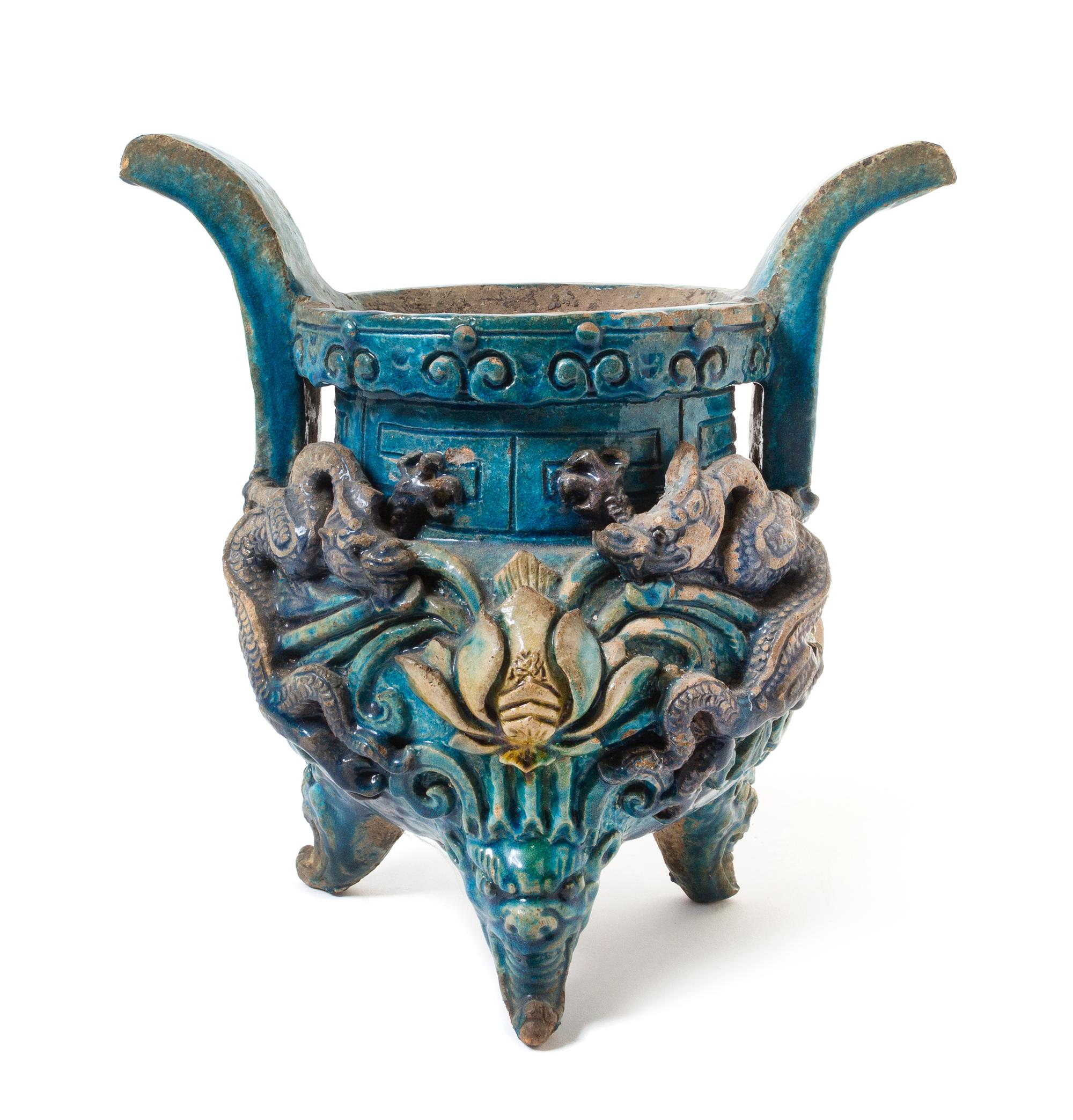 A Large Turquoise Glazed Pottery Censer — MING DYNASTY
