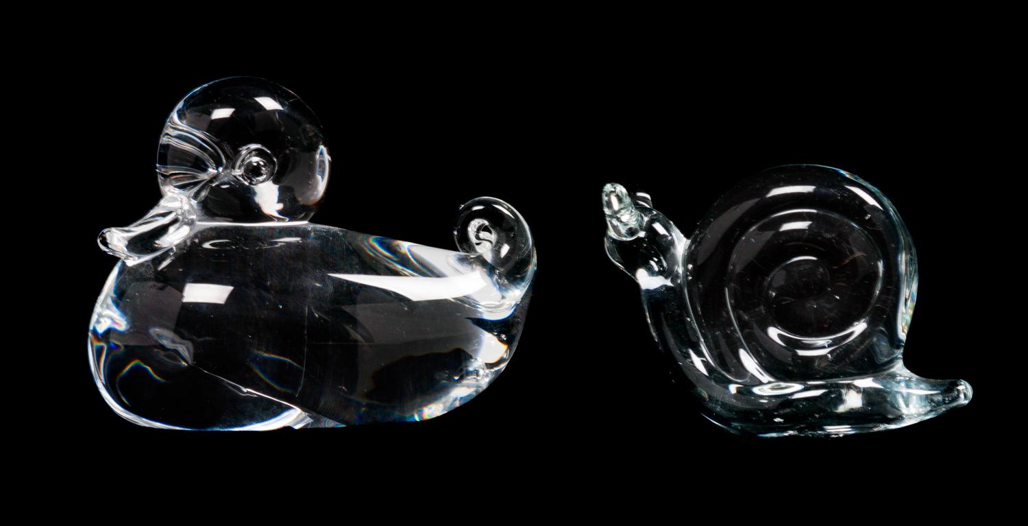 A Steuben Glass Duck Width of first 5 inches.