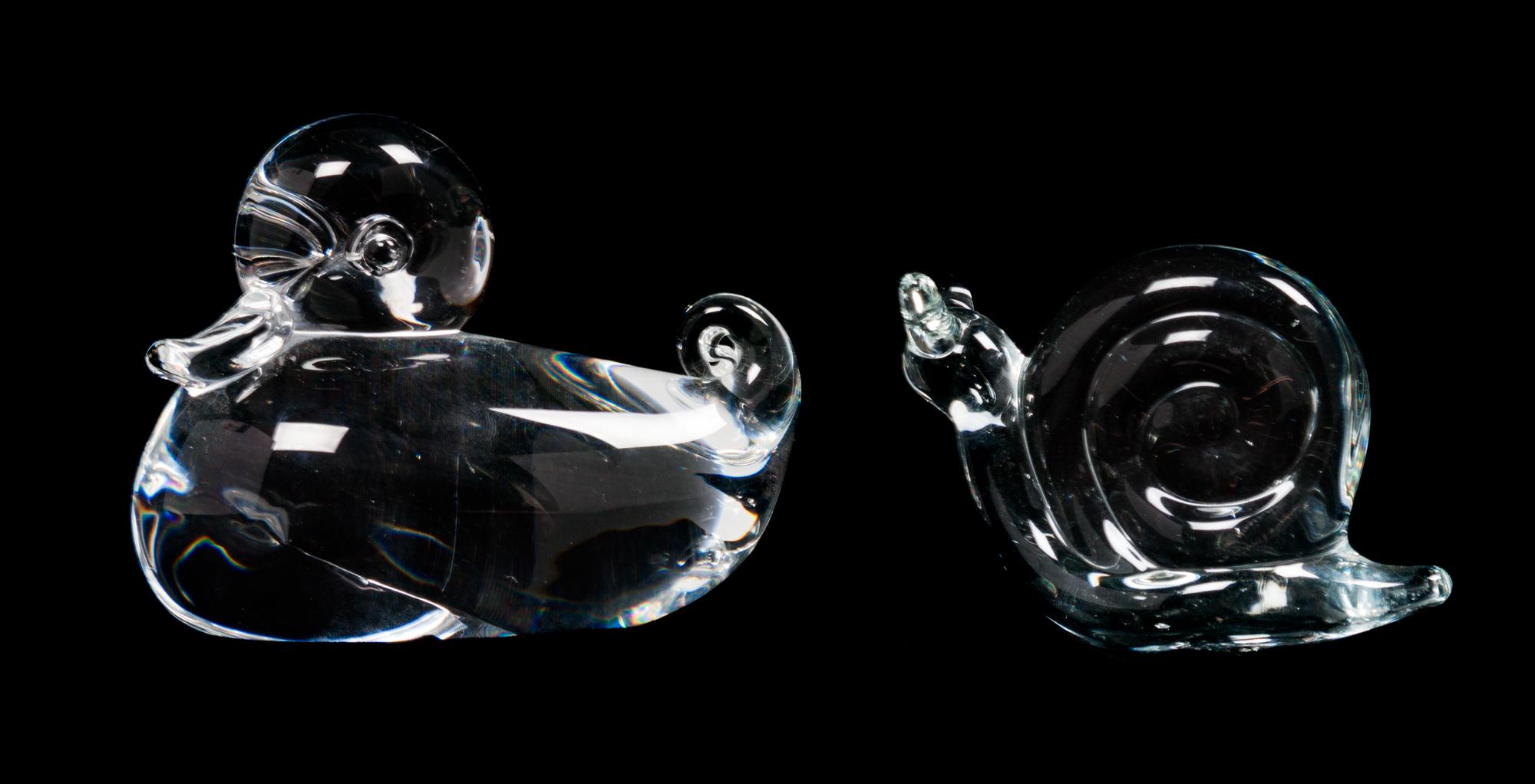 A Steuben Glass Duck Width of first 5 inches.