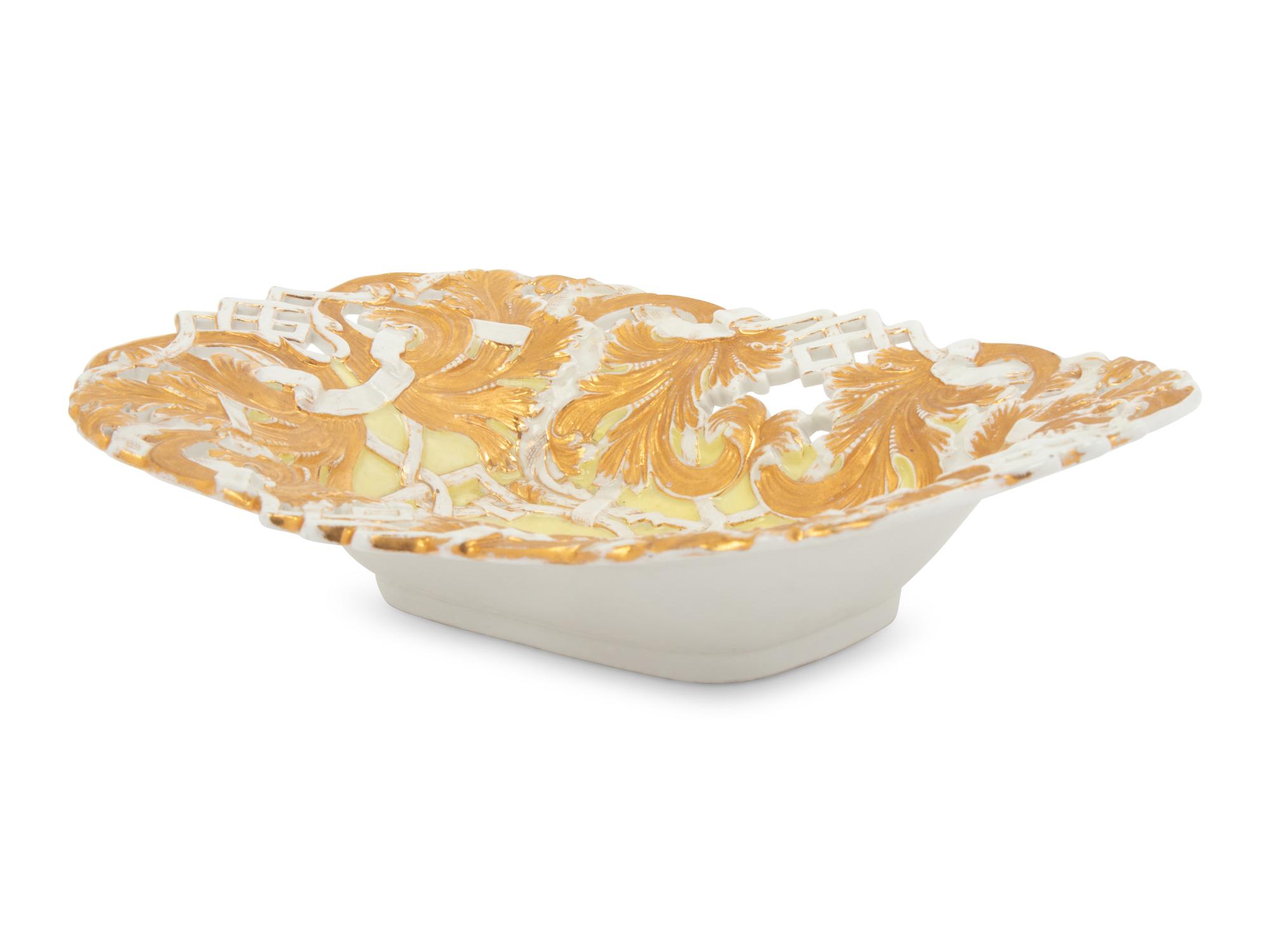 A Meissen Parcel Gilt Porcelain Reticulated Dish