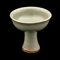 A Chinese Longquan Celadon Glazed Porcelain Stem Cup
