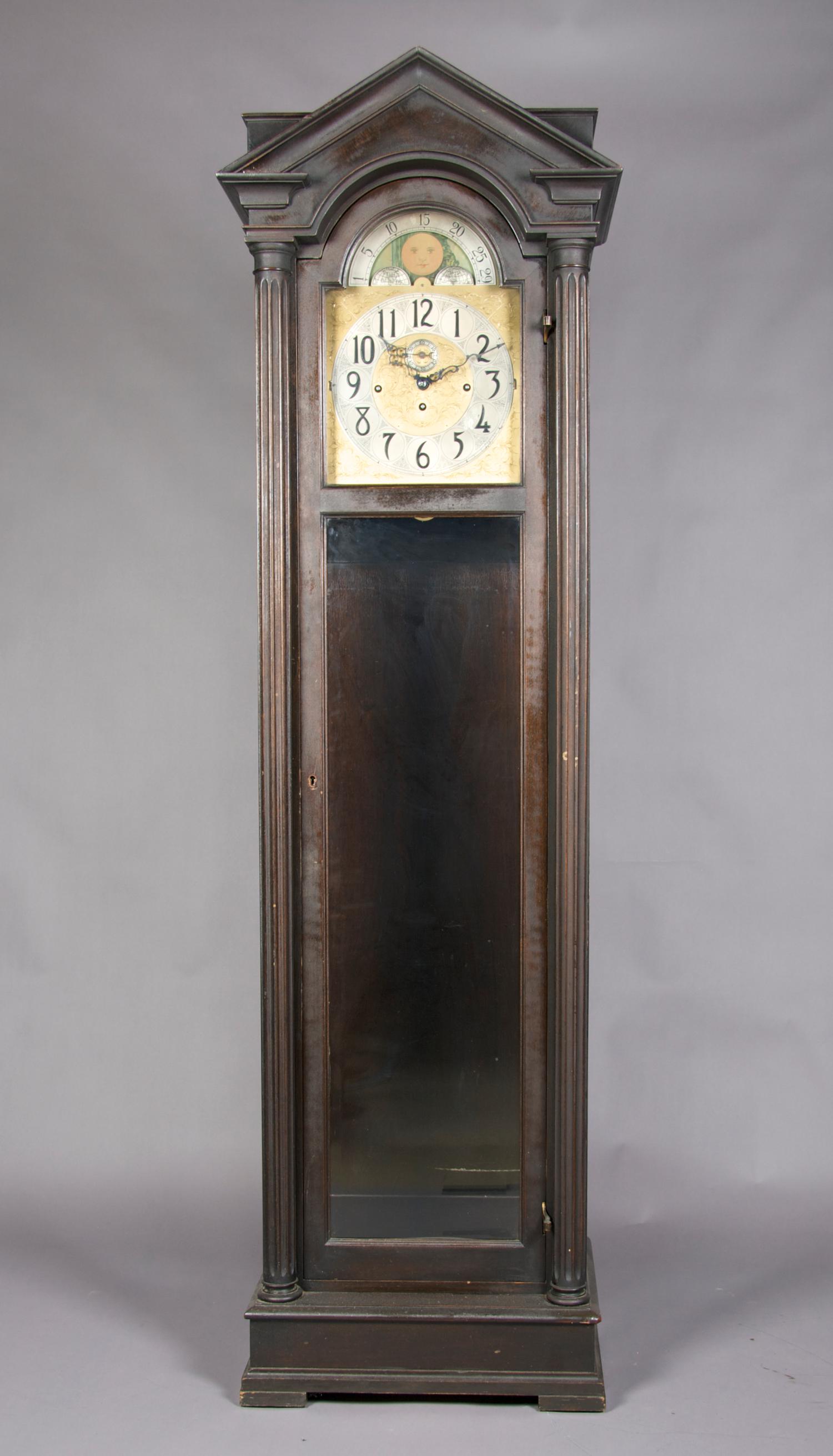 An American Mahogany Tall Case Clock, Height 78 1/2 inches.