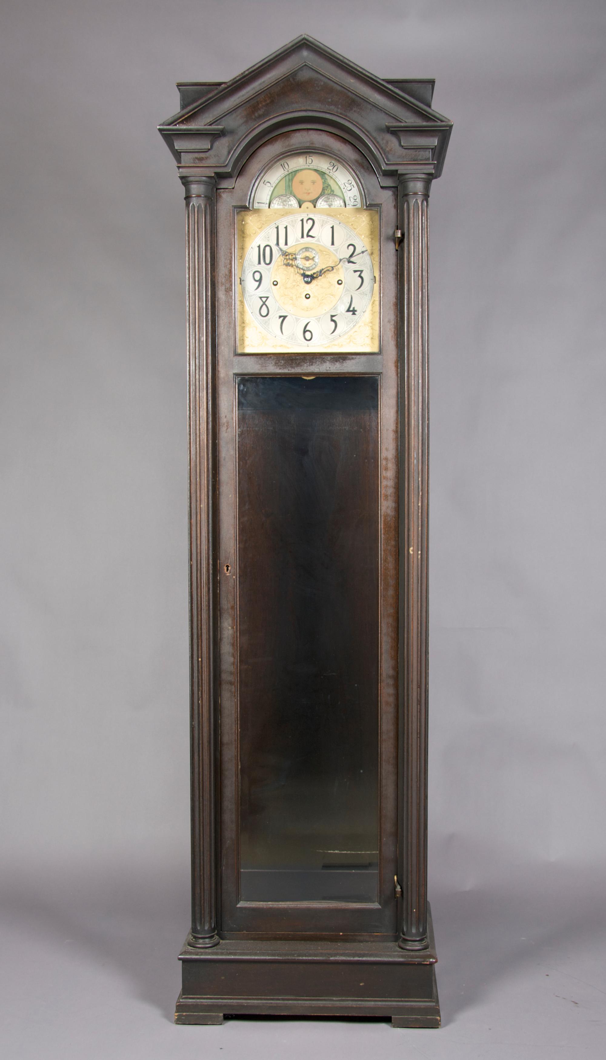An American Mahogany Tall Case Clock, Height 78 1/2 inches.