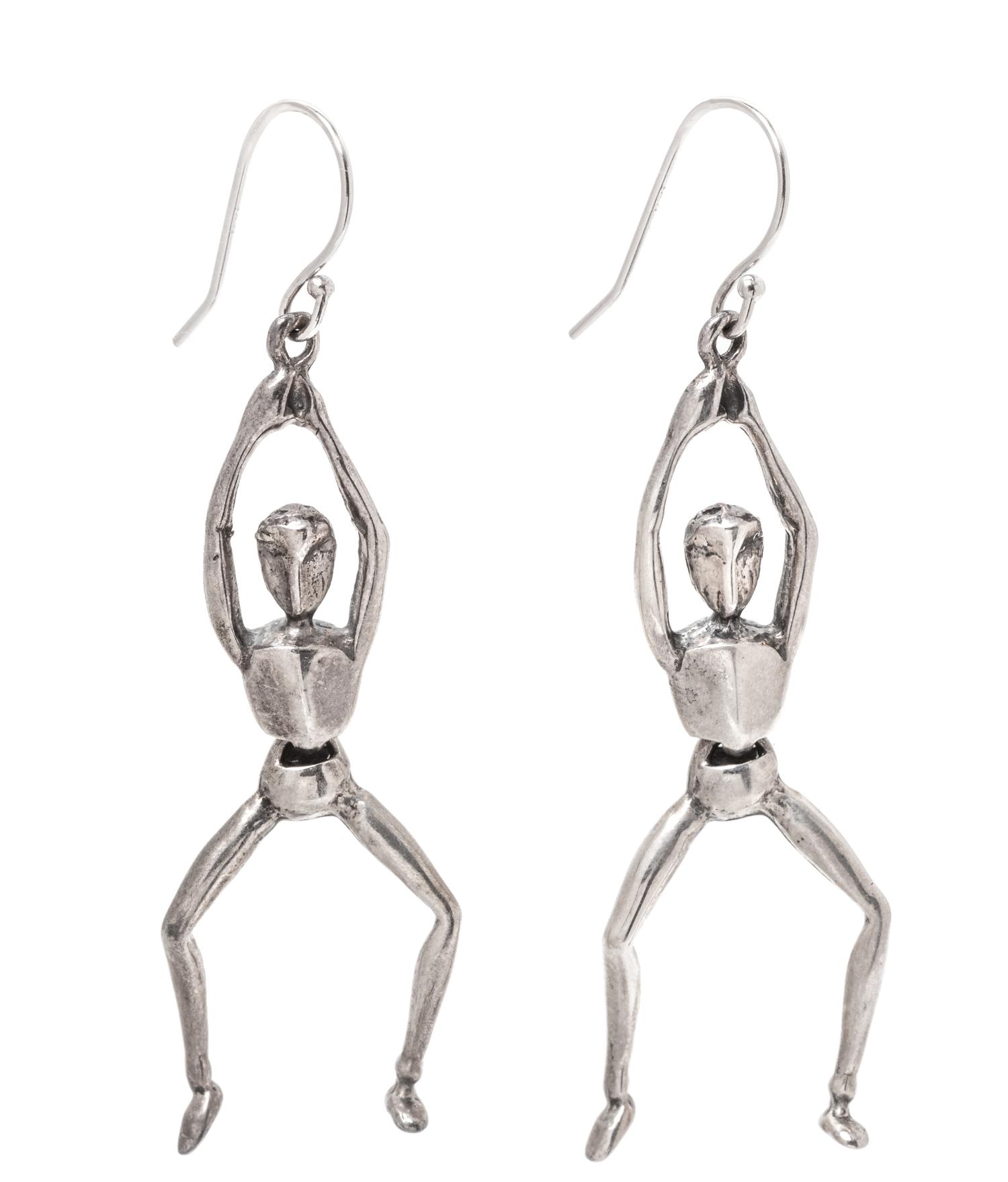 A Pair of Silver Articulated Figural Earrings, 5.20 dwts.