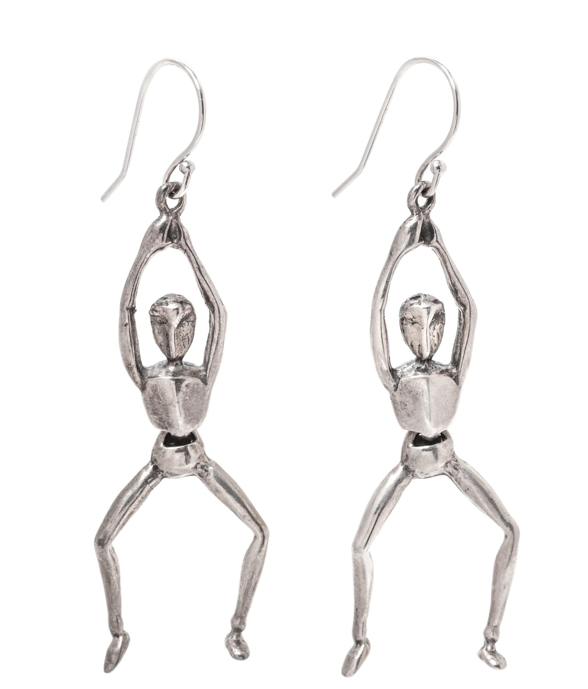 A Pair of Silver Articulated Figural Earrings, 5.20 dwts.