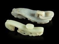 Two Jade ' Chilong' Belt Hooks