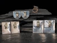 Silver Earrings with Inlay