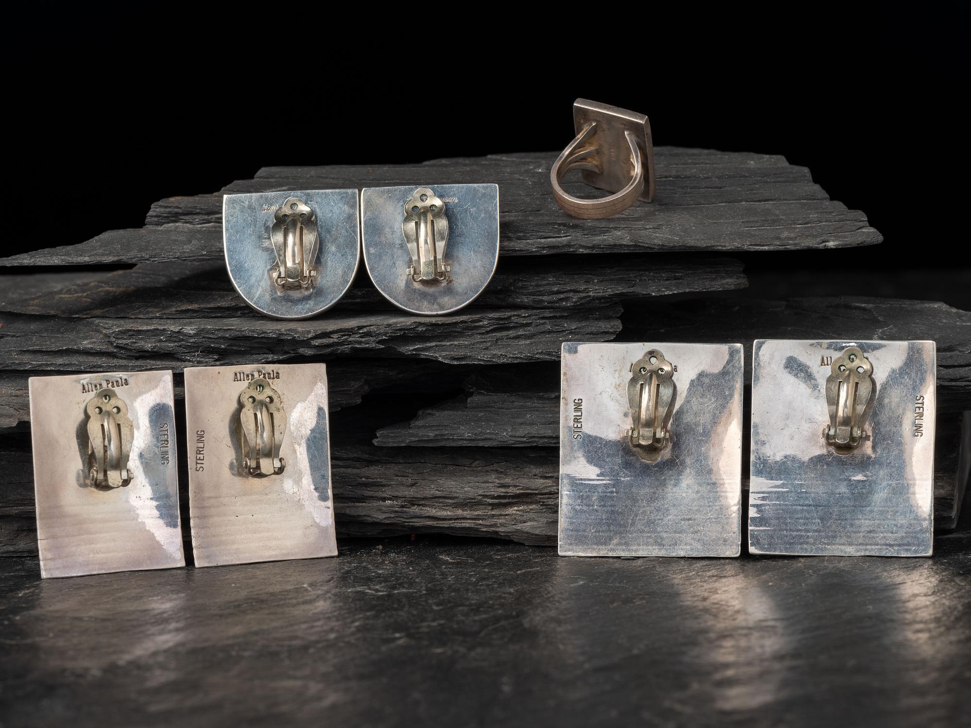 Silver Earrings with Inlay