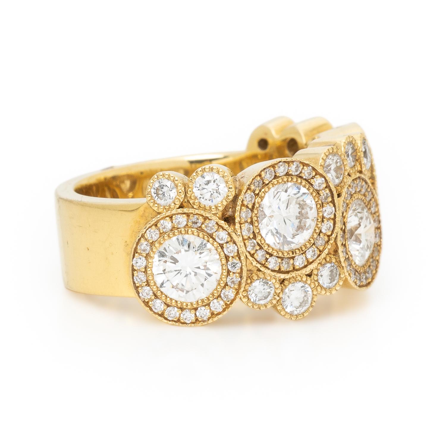 RAHAMINOV, YELLOW GOLD AND DIAMOND 'BUBBLE' RING