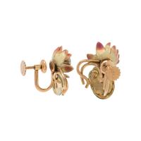 OPAL AND ENAMEL LILYPAD EARCLIPS