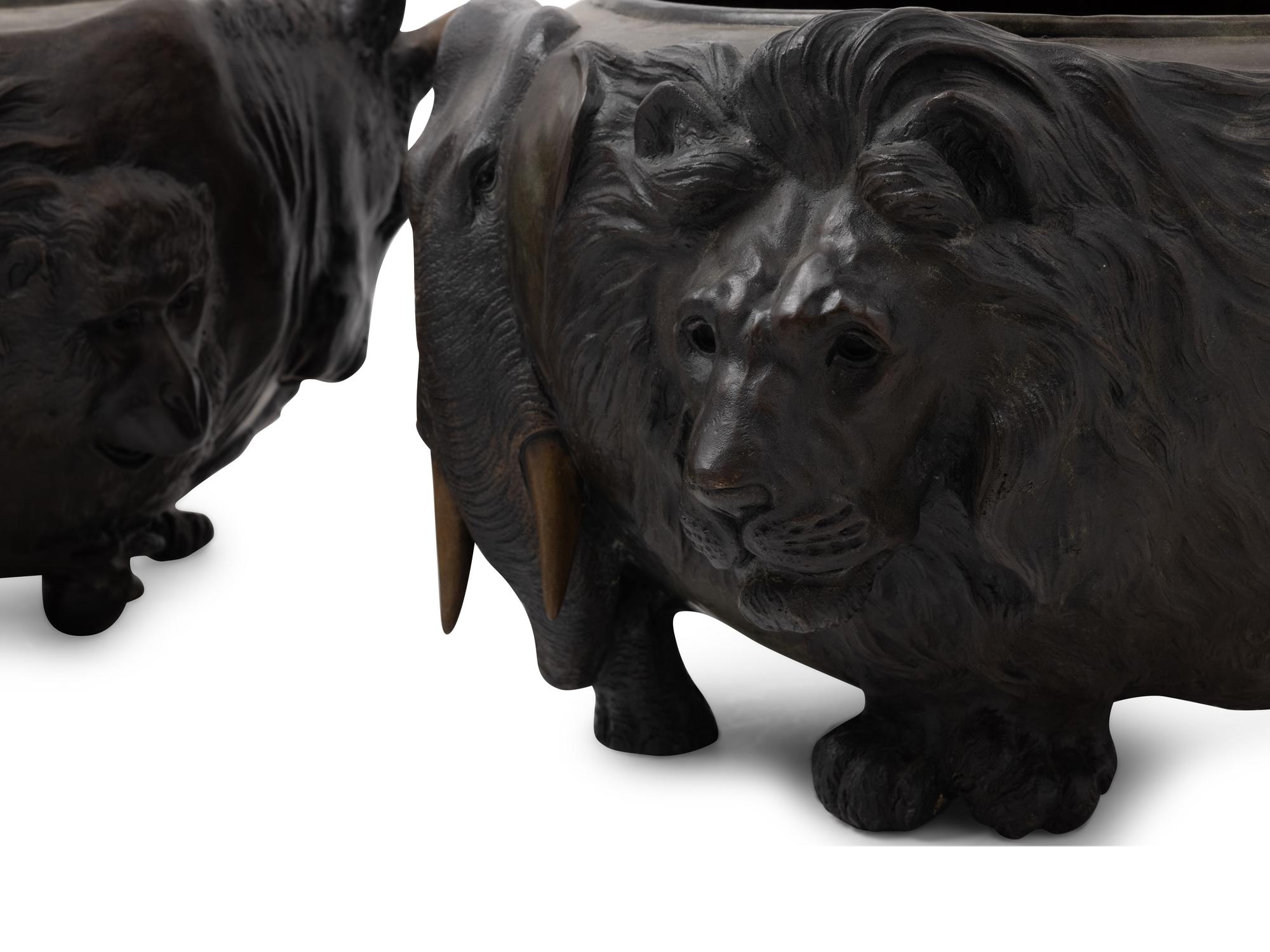 A Pair of Bronze Jardinières
