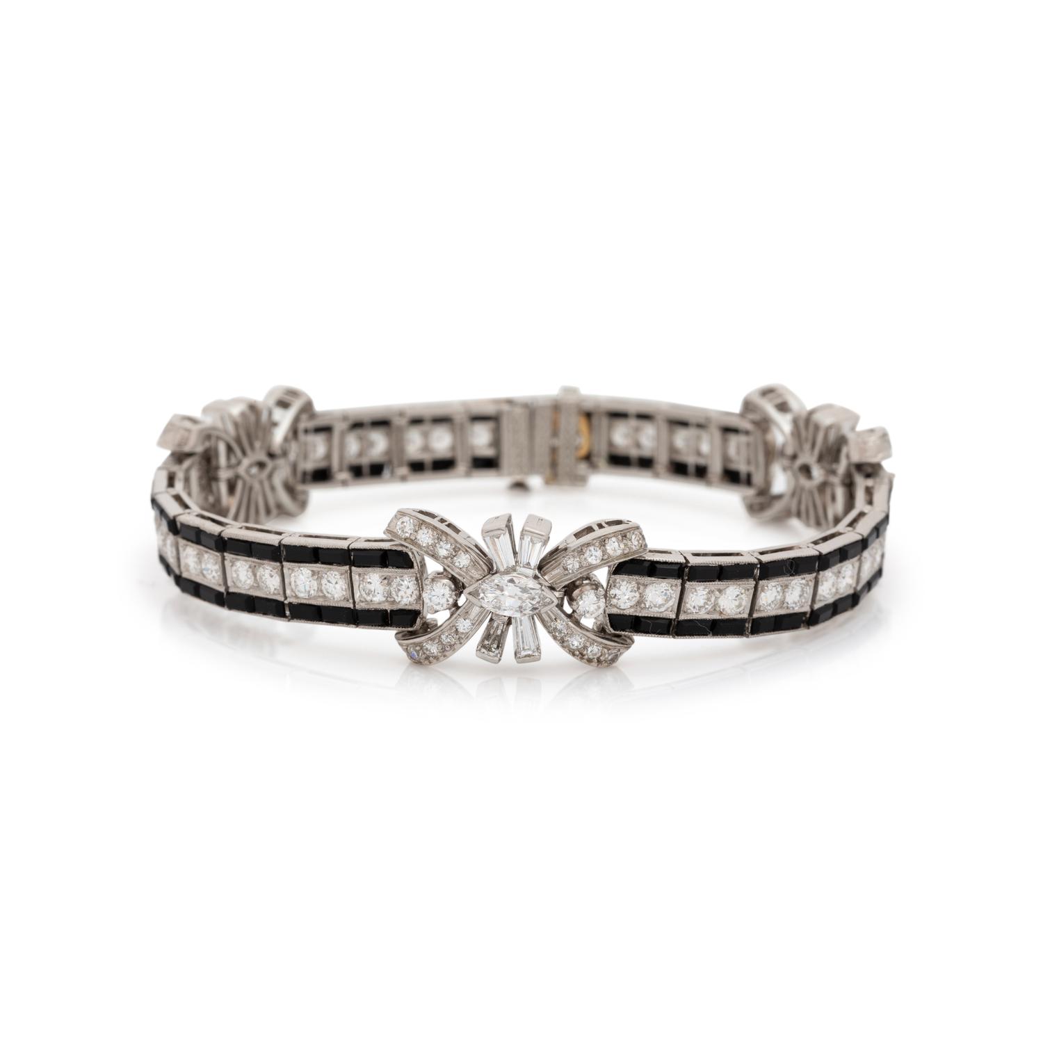 TIFFANY & CO., ART DECO, DIAMOND AND ONYX BRACELET