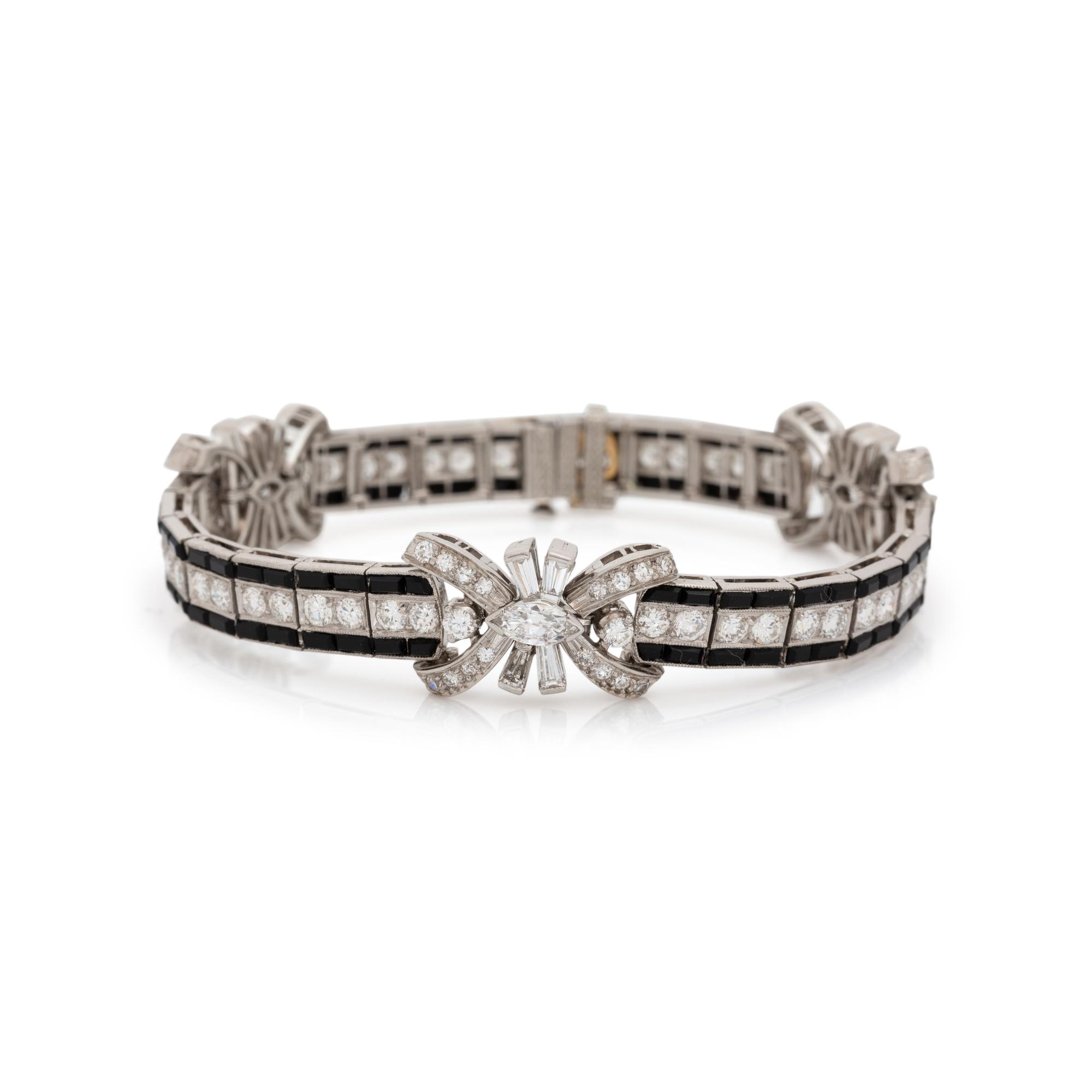 TIFFANY & CO., ART DECO, DIAMOND AND ONYX BRACELET