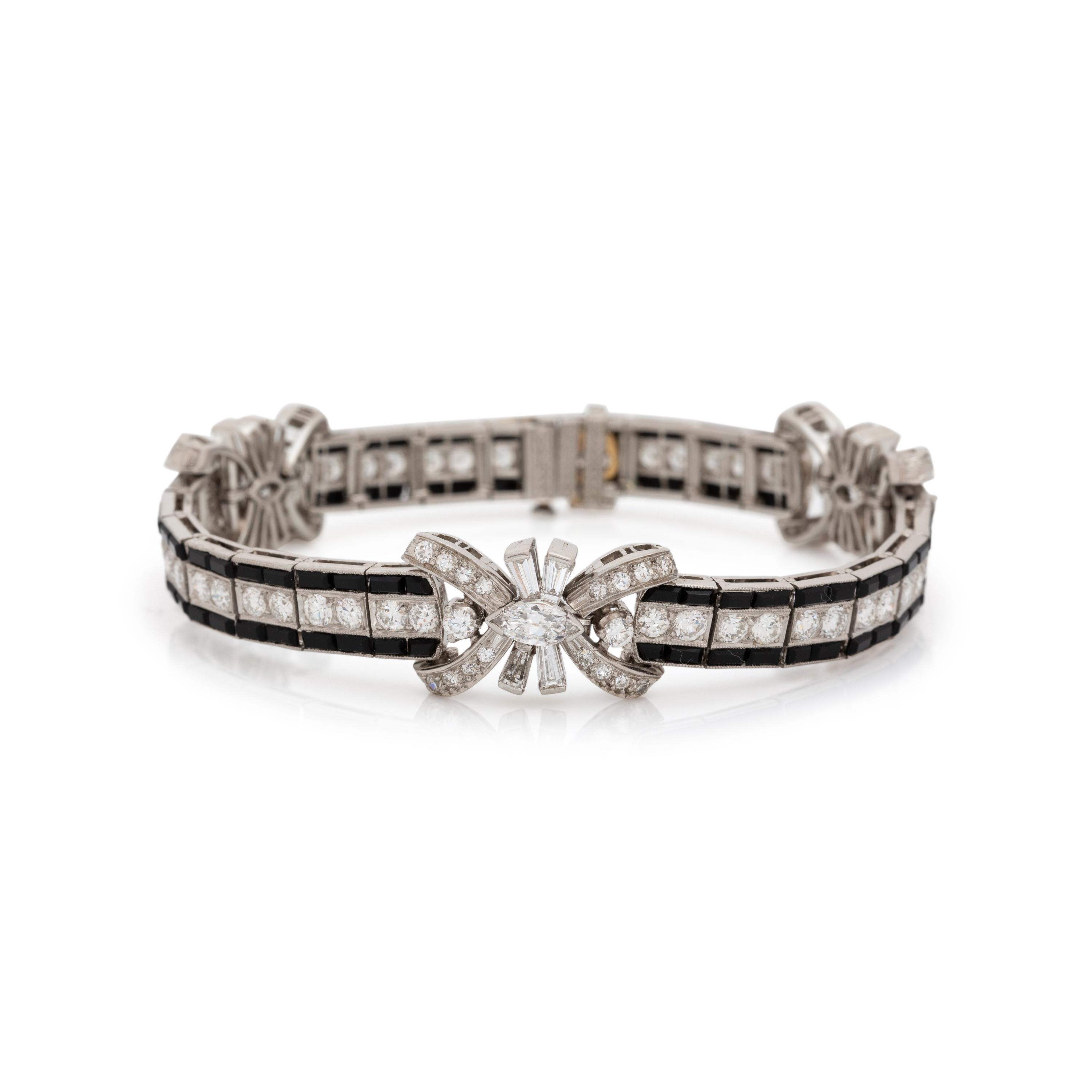 TIFFANY & CO., ART DECO, DIAMOND AND ONYX BRACELET