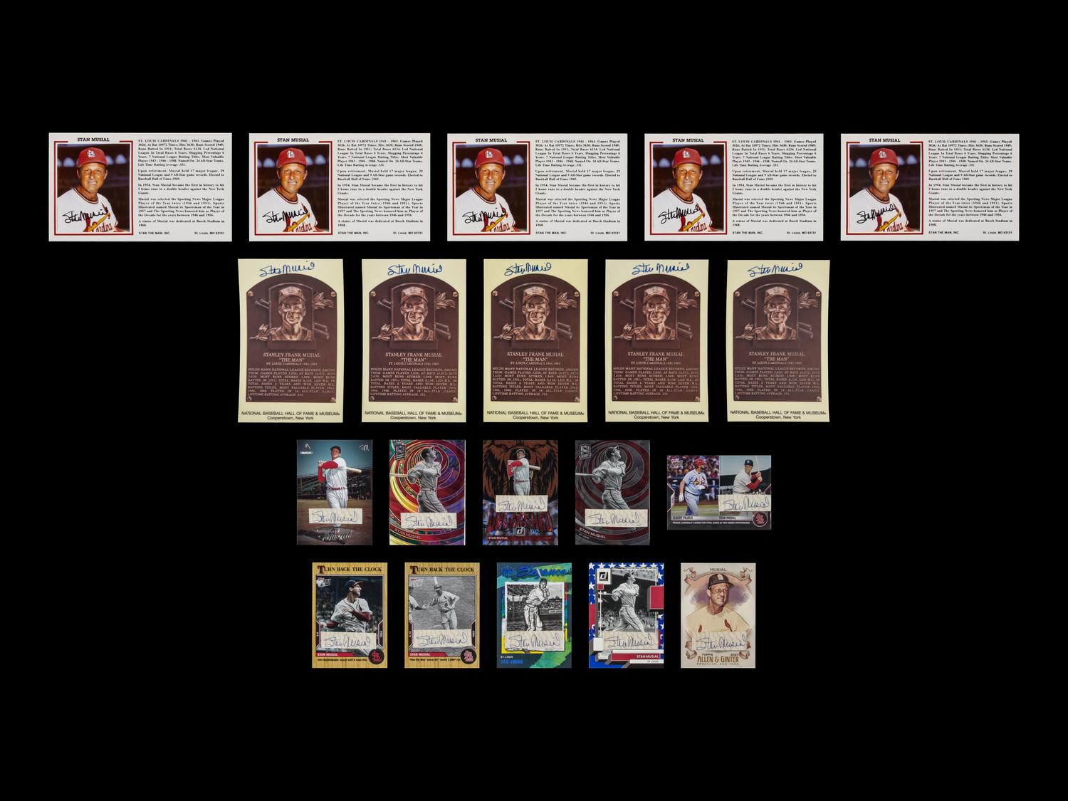 A Collection of 20 Stan Musial Signed Autograph Items
