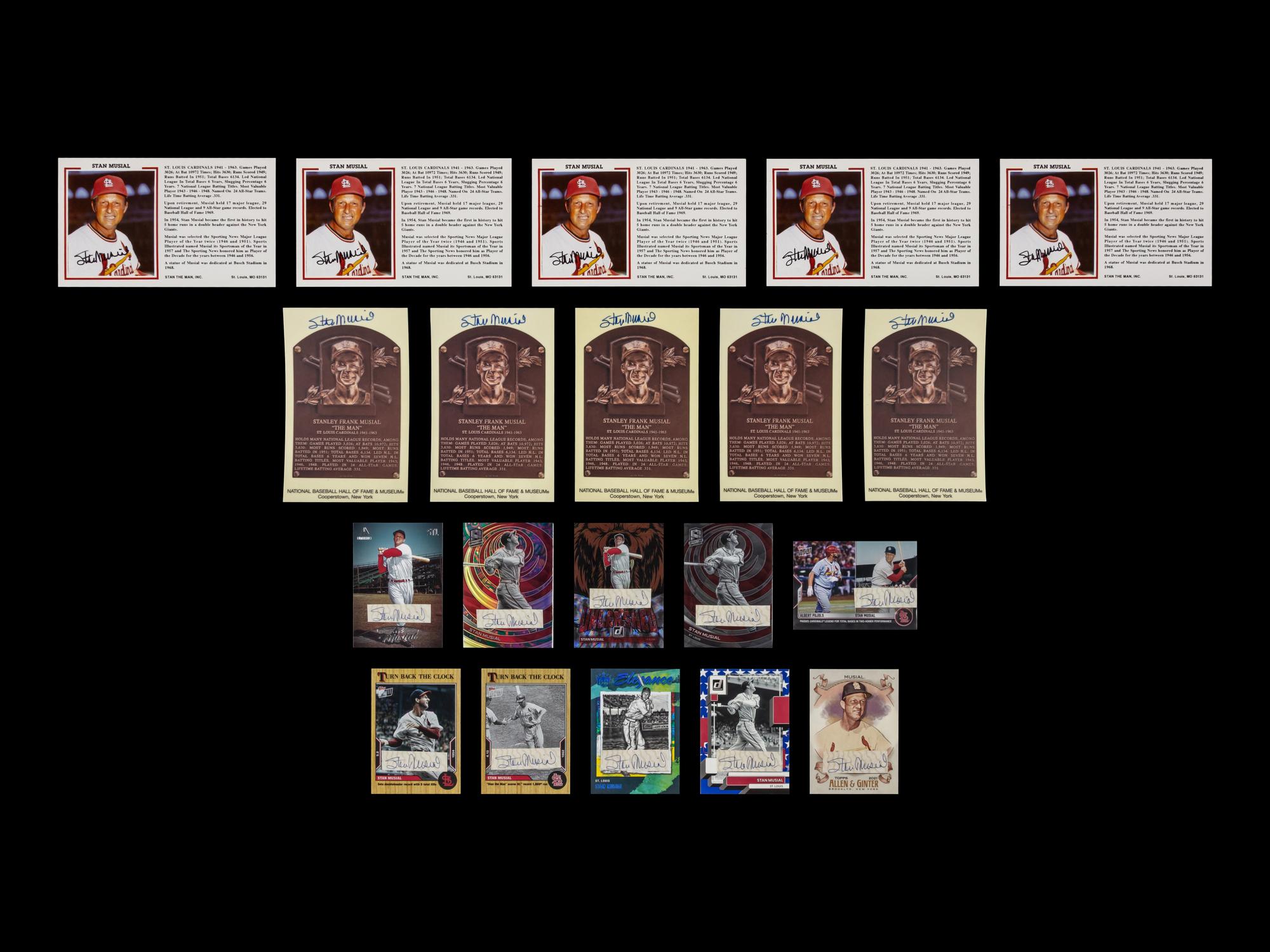 A Collection of 20 Stan Musial Signed Autograph Items