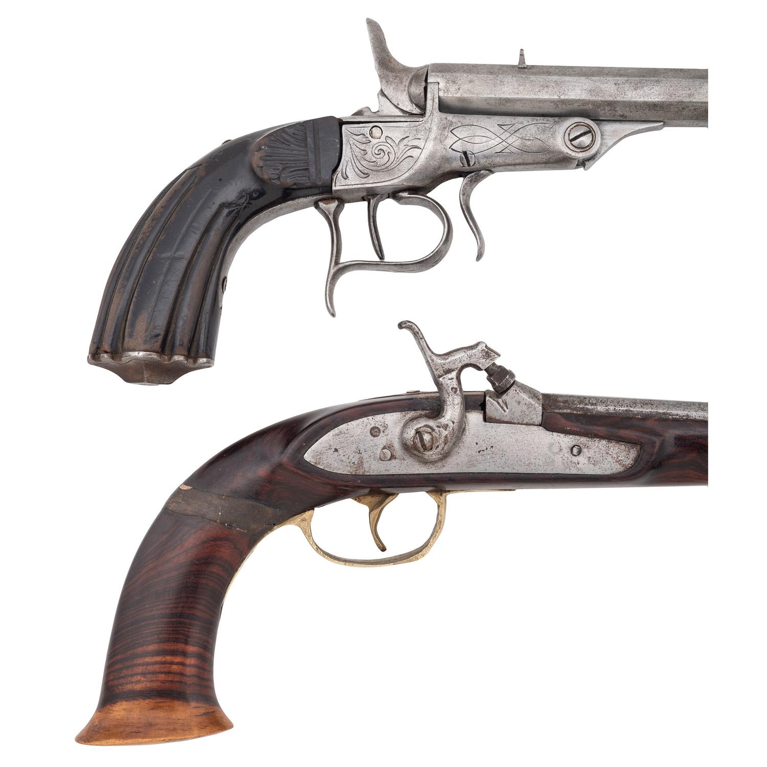 Belgian Target Pistol and Continental Flintlock
