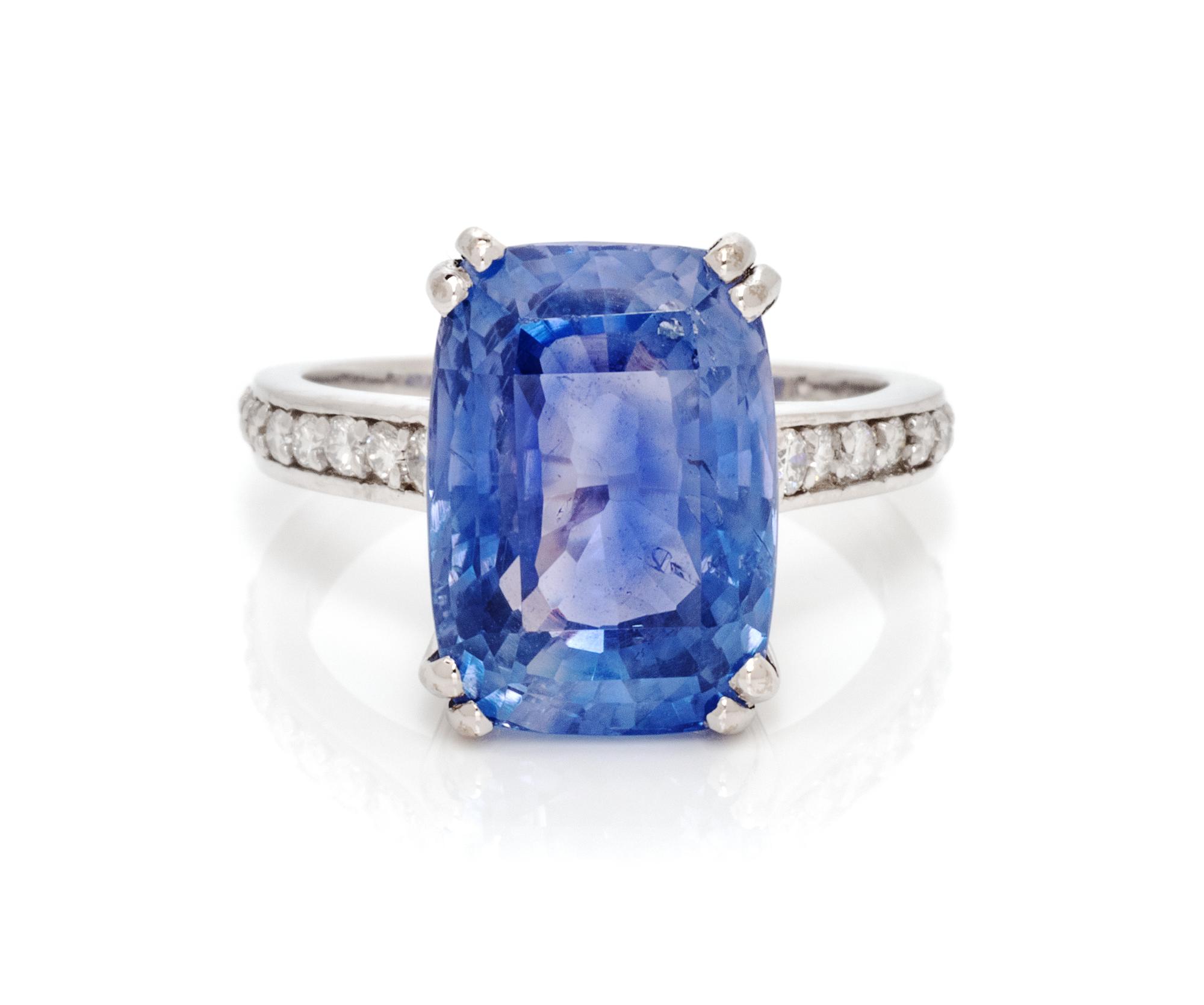 A Platinum, Sapphire and Diamond Ring, 5.10 dwts.