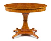 A Biedermeier Figured Birch Table Height 28 3/4 x width 40 x depth 27 inches. — SOUTH GERMANY, CIRCA 1825
