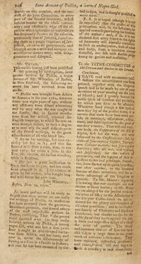 [African-Americana] [Wheatley, Phillis] Urban, Sylvanus. Phillis Wheatley's Fourth Published Poem "On Recollection"