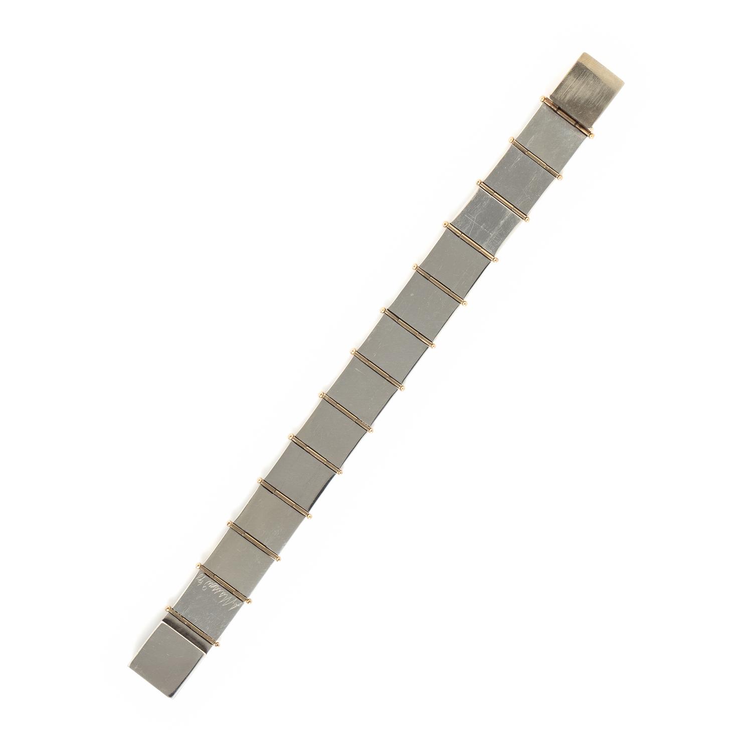 Aaron Macsai, Yellow Gold and Silver Geometric Bracelet