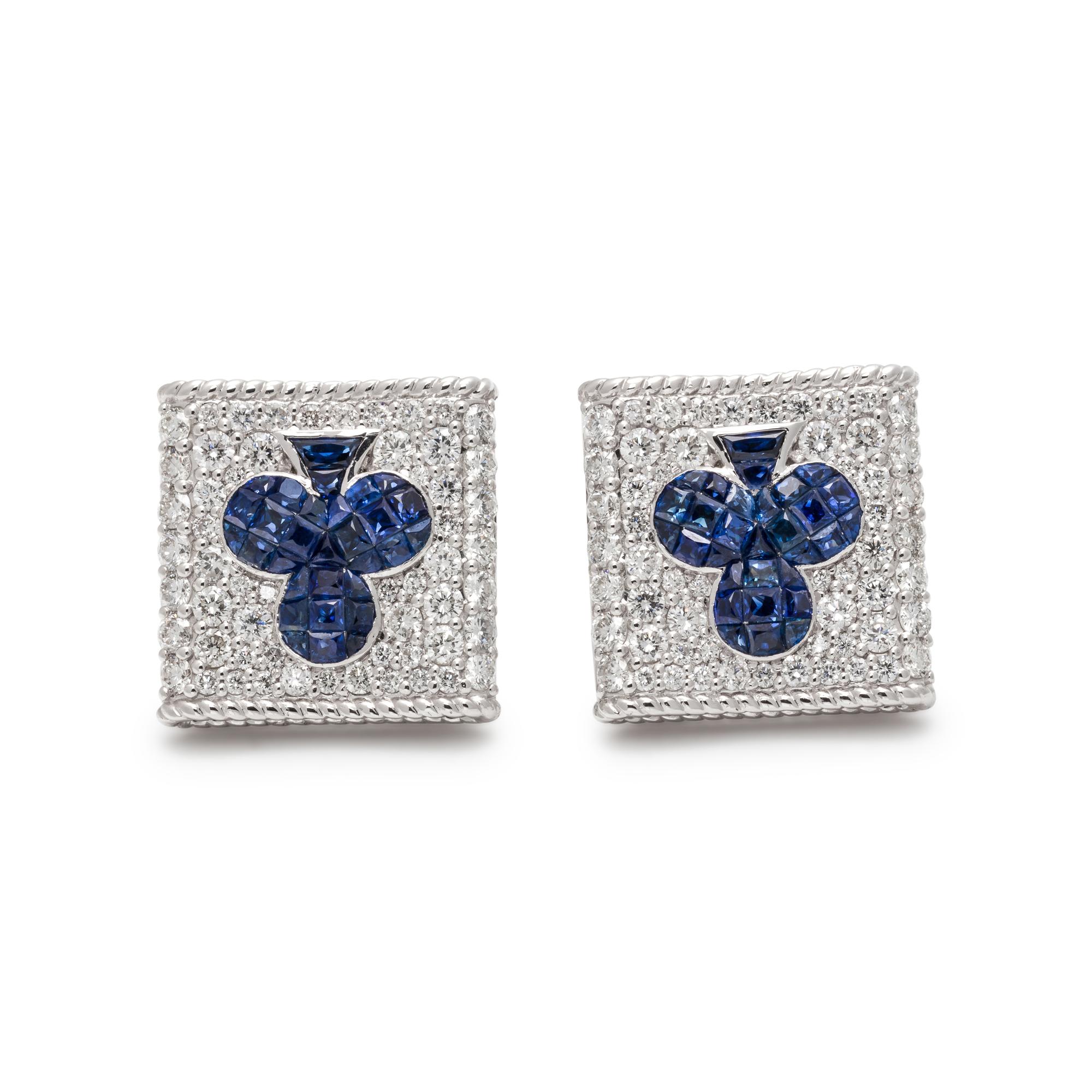 SAPPHIRE AND DIAMOND CLUB CUFFLINKS
