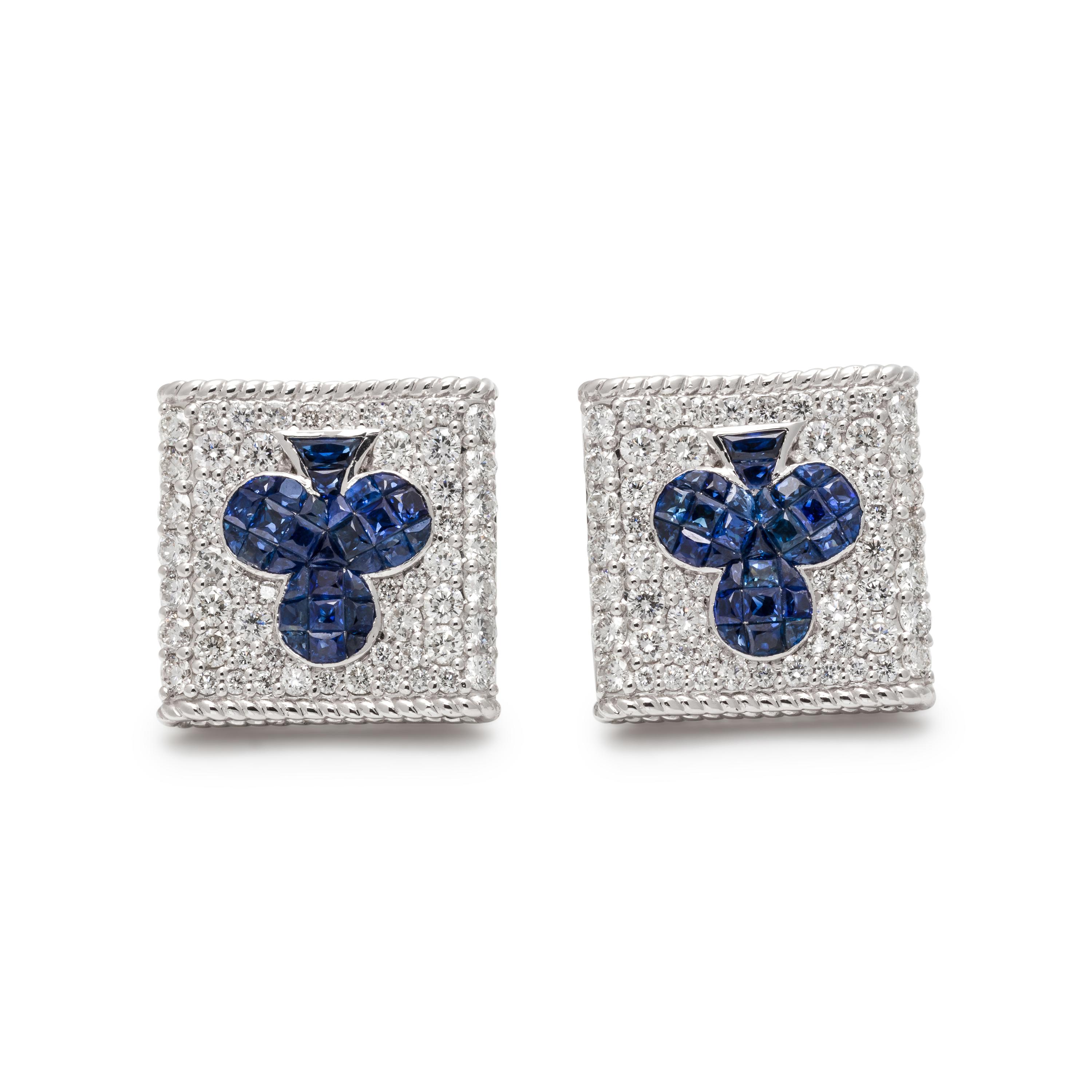 SAPPHIRE AND DIAMOND CLUB CUFFLINKS
