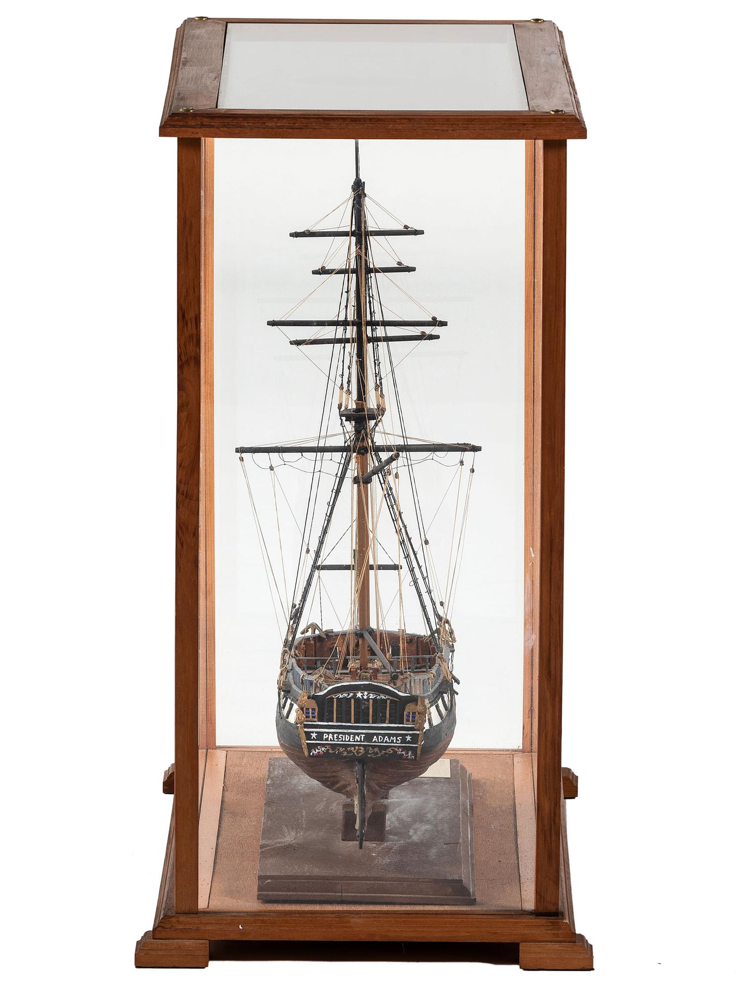 A Painted Wood Cased Scale Model of the U.S. Brig President Adams
