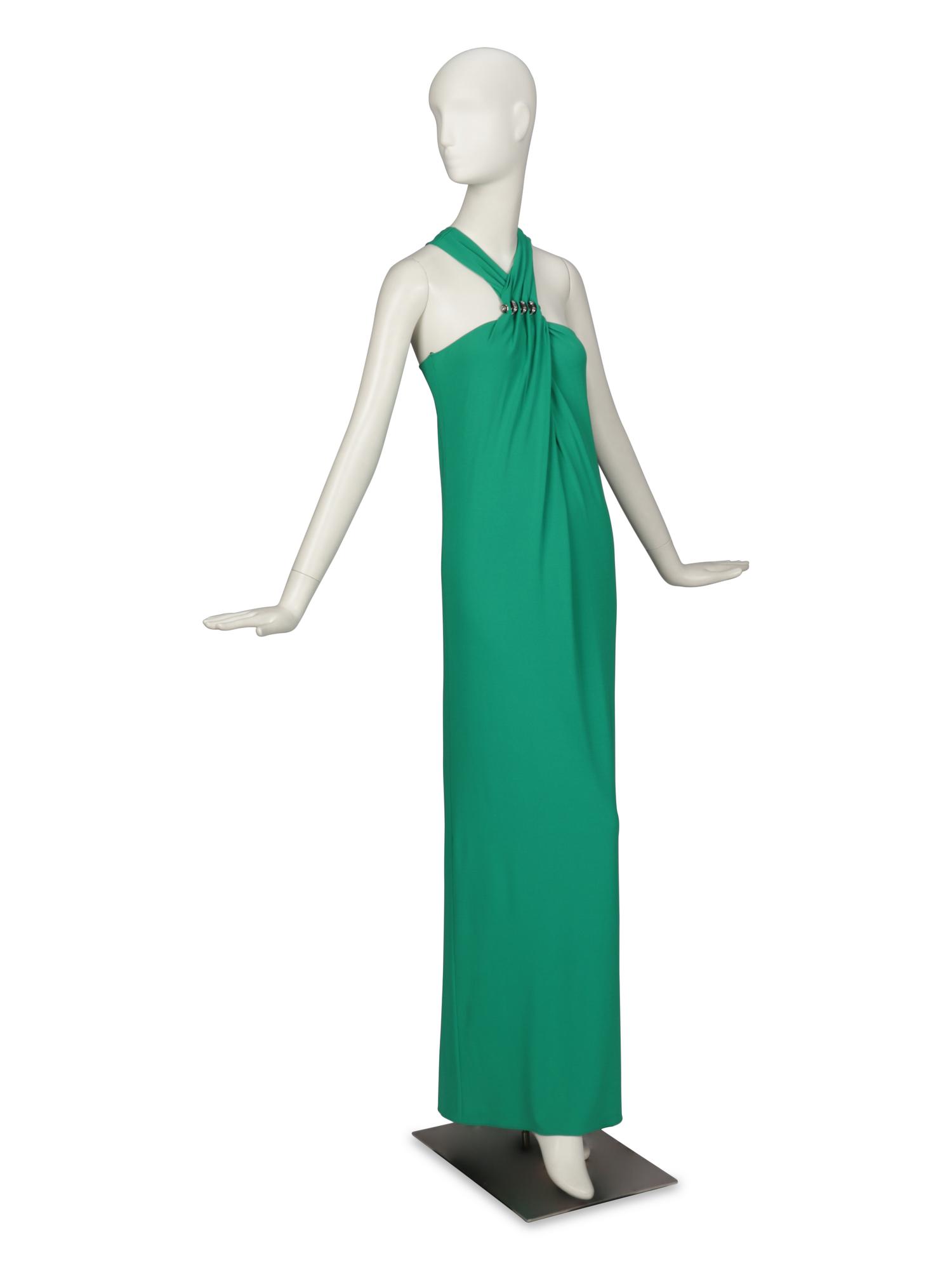 LANVIN, GREEN HALTER GOWN