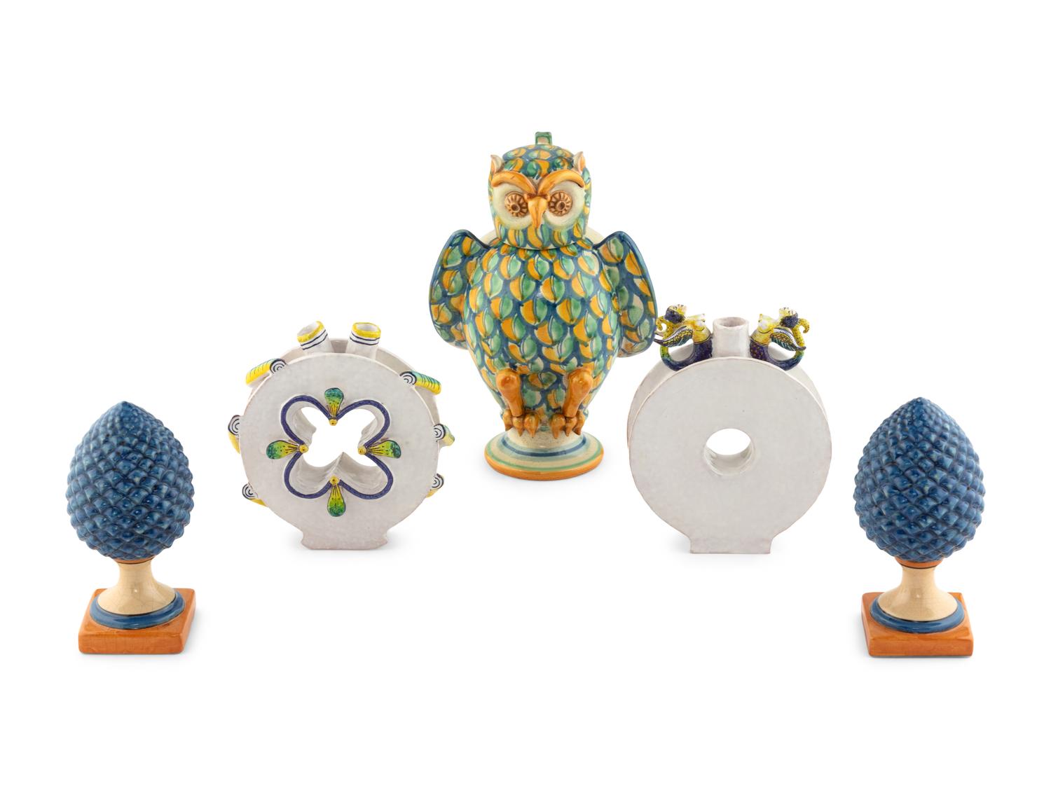 A Group of Five Italian Majolica Articles