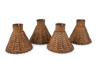 A Set of Four French Rattan Pendant Fixtures