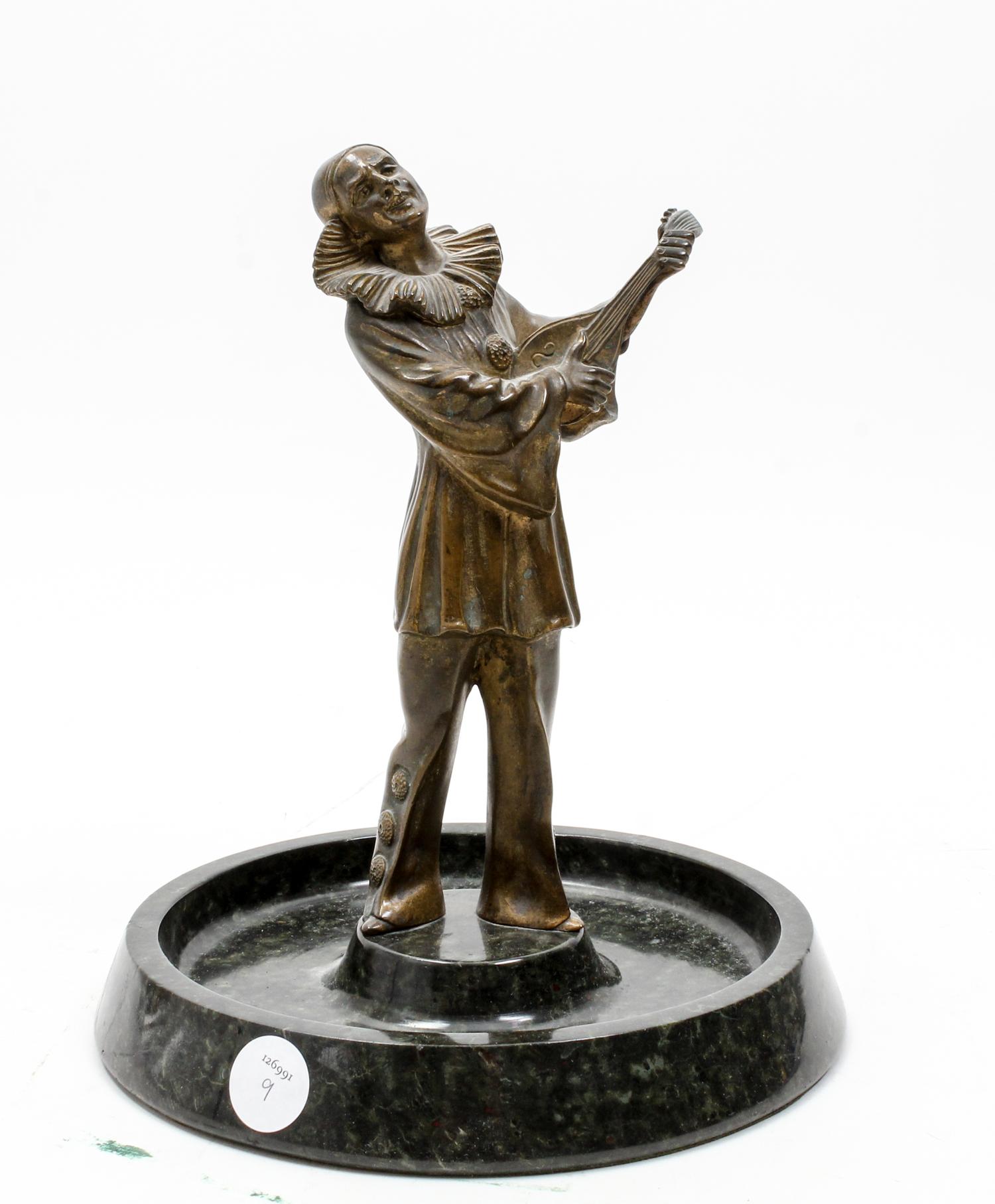 A Continental Gilt Bronze and Marble Vide Poche Height 10 inches.