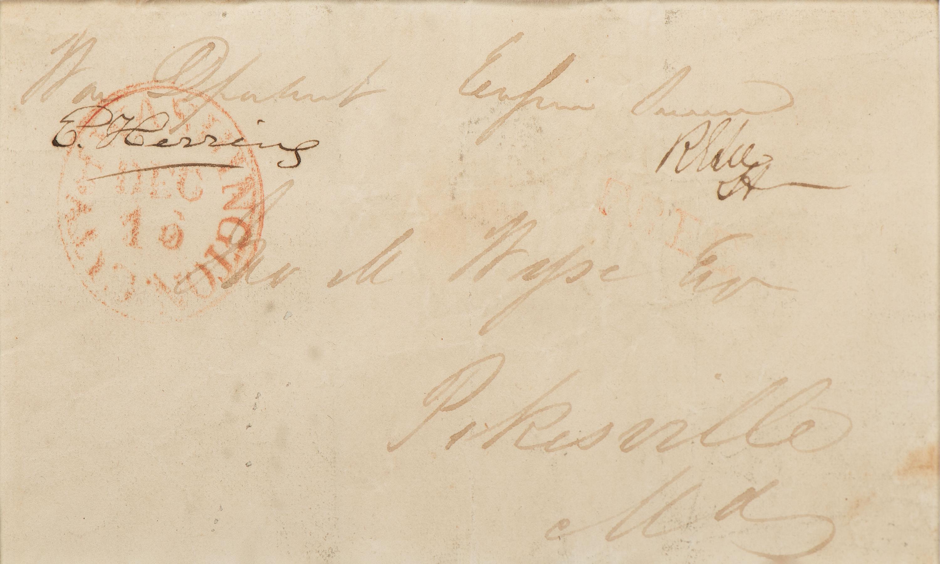 [CIVIL WAR]. LEE, Robert E. (1807-1870). Autograph free frank ("R.E. Lee"), as Lieutenant ("Lt."). Washington City, 16 December n.d.