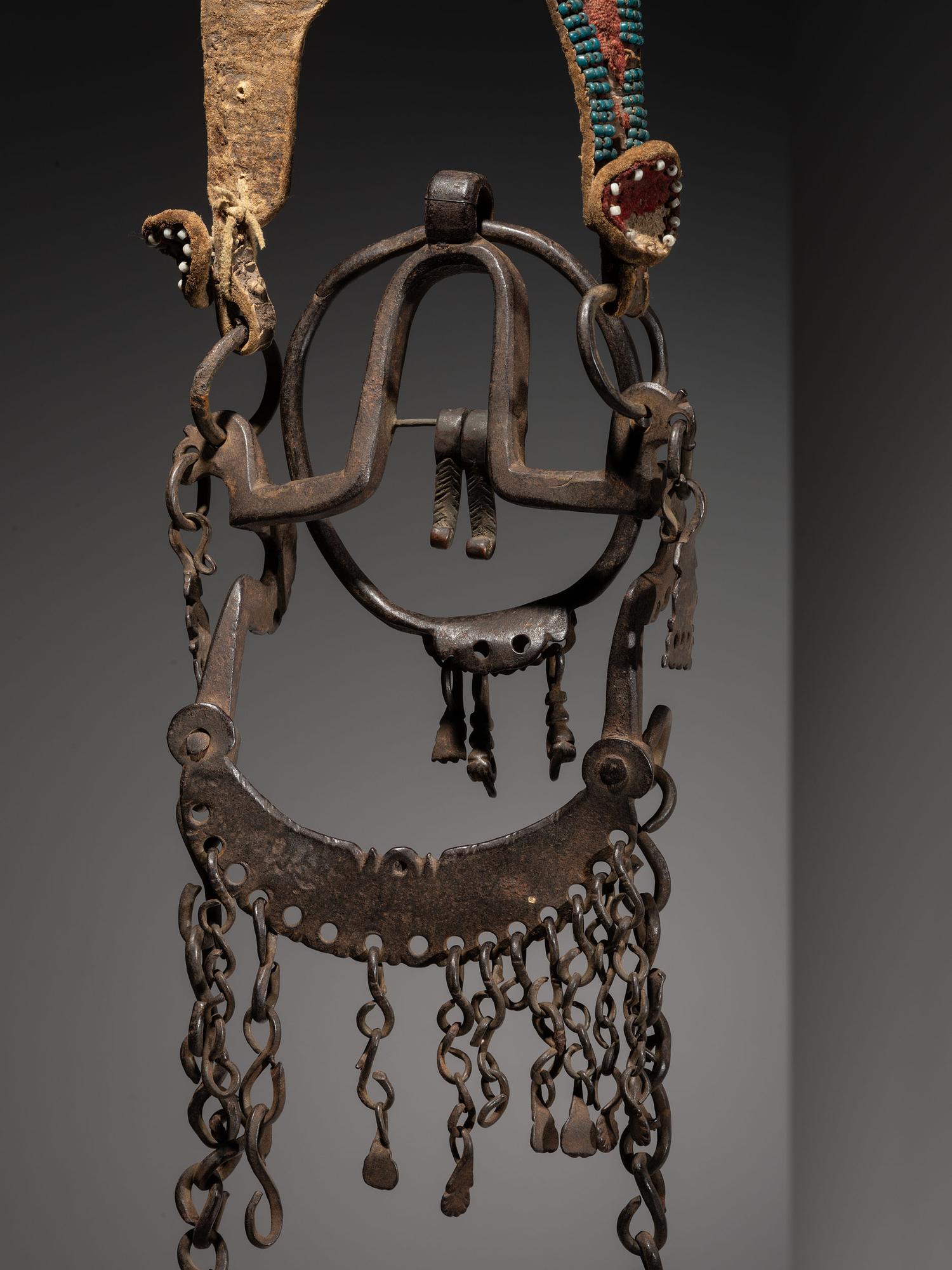 Sioux Beaded Buffalo Hide Headstall, with Ring Bit