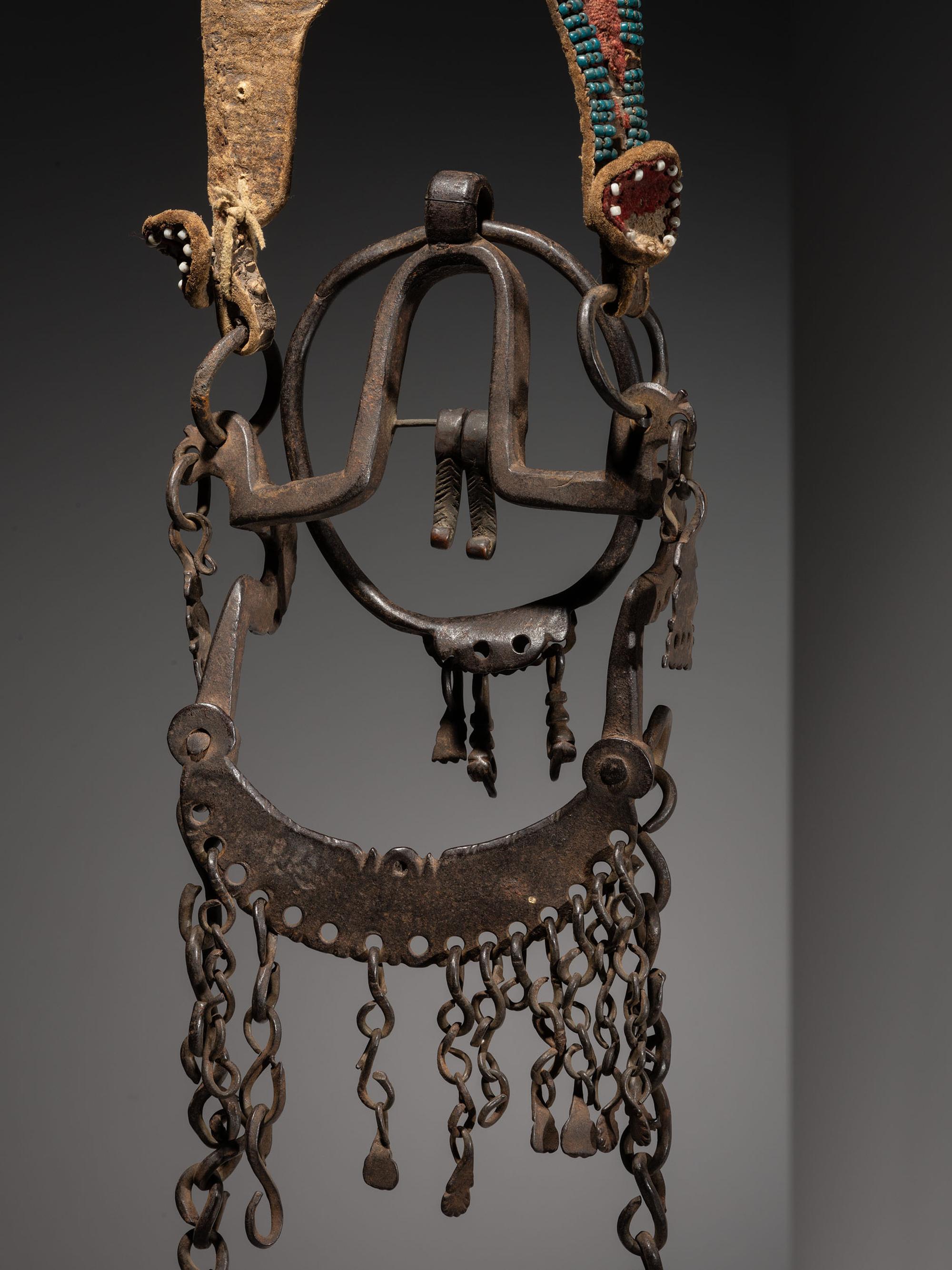 Sioux Beaded Buffalo Hide Headstall, with Ring Bit
