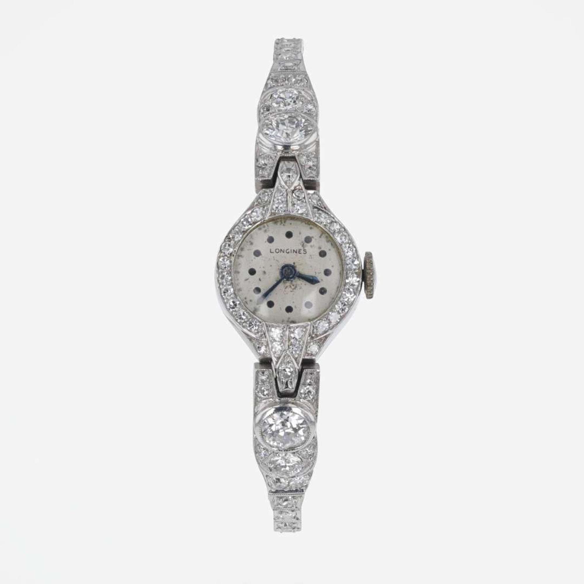 A Longines Ladies Platinum Diamond Watch
