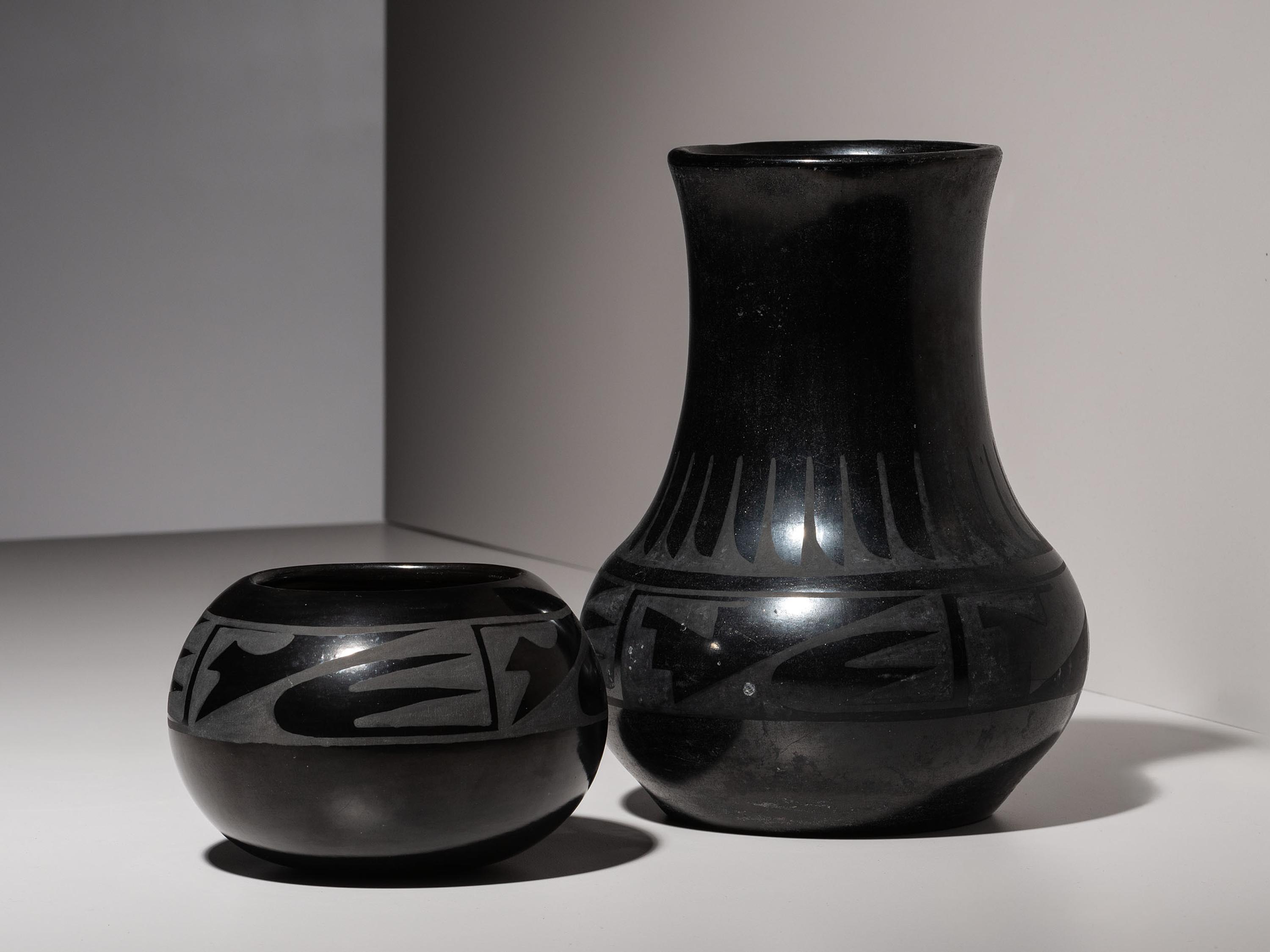 Blackware Pottery Vase and Bowl 1943-1954