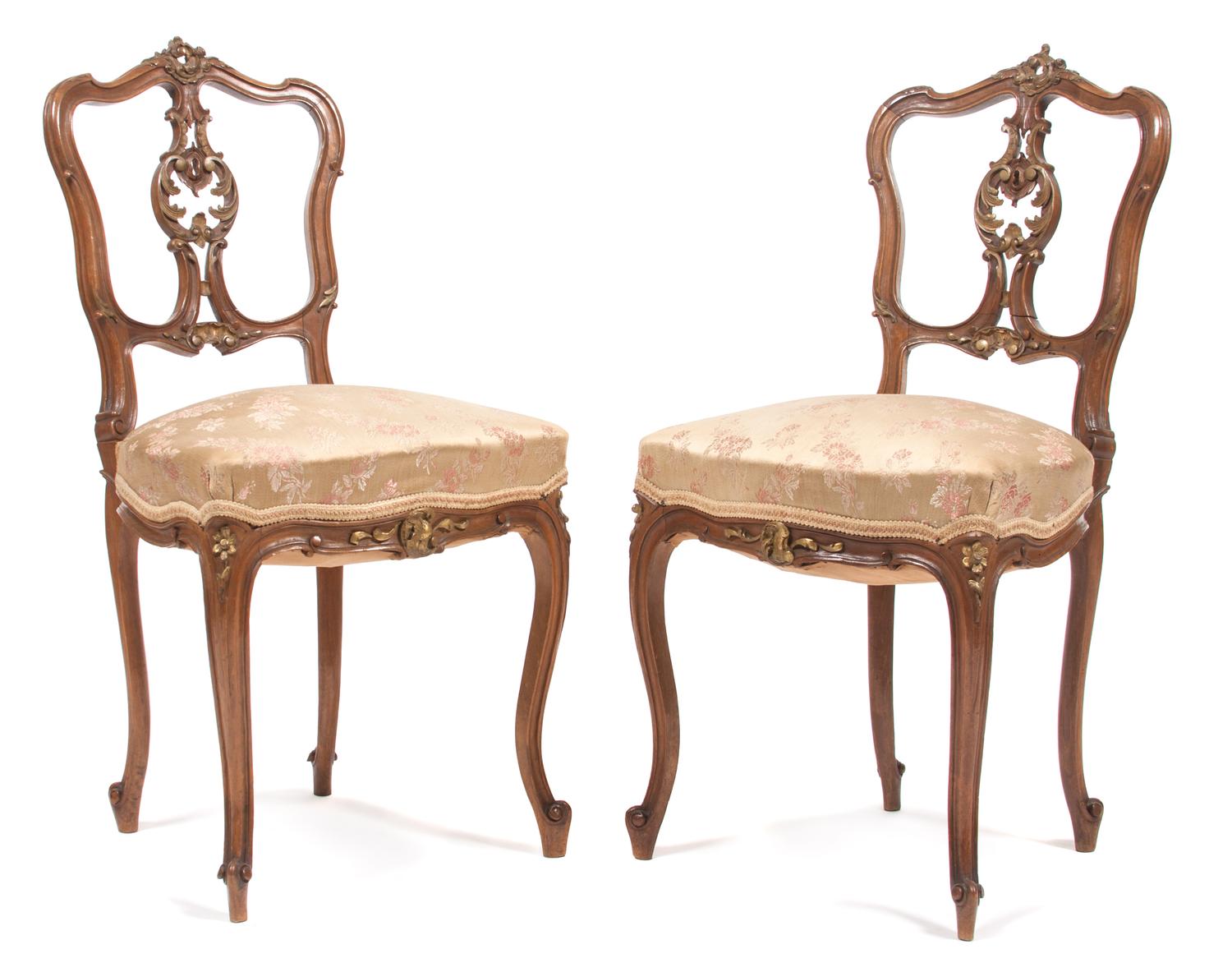 A Set of Four Louis XV Style Side Chairs Height 34 inches. — FIRST HALF 20TH CENTURY