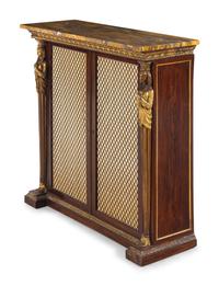 A Regency Egyptian Revival Style Parcel Gilt Rosewood Cabinet