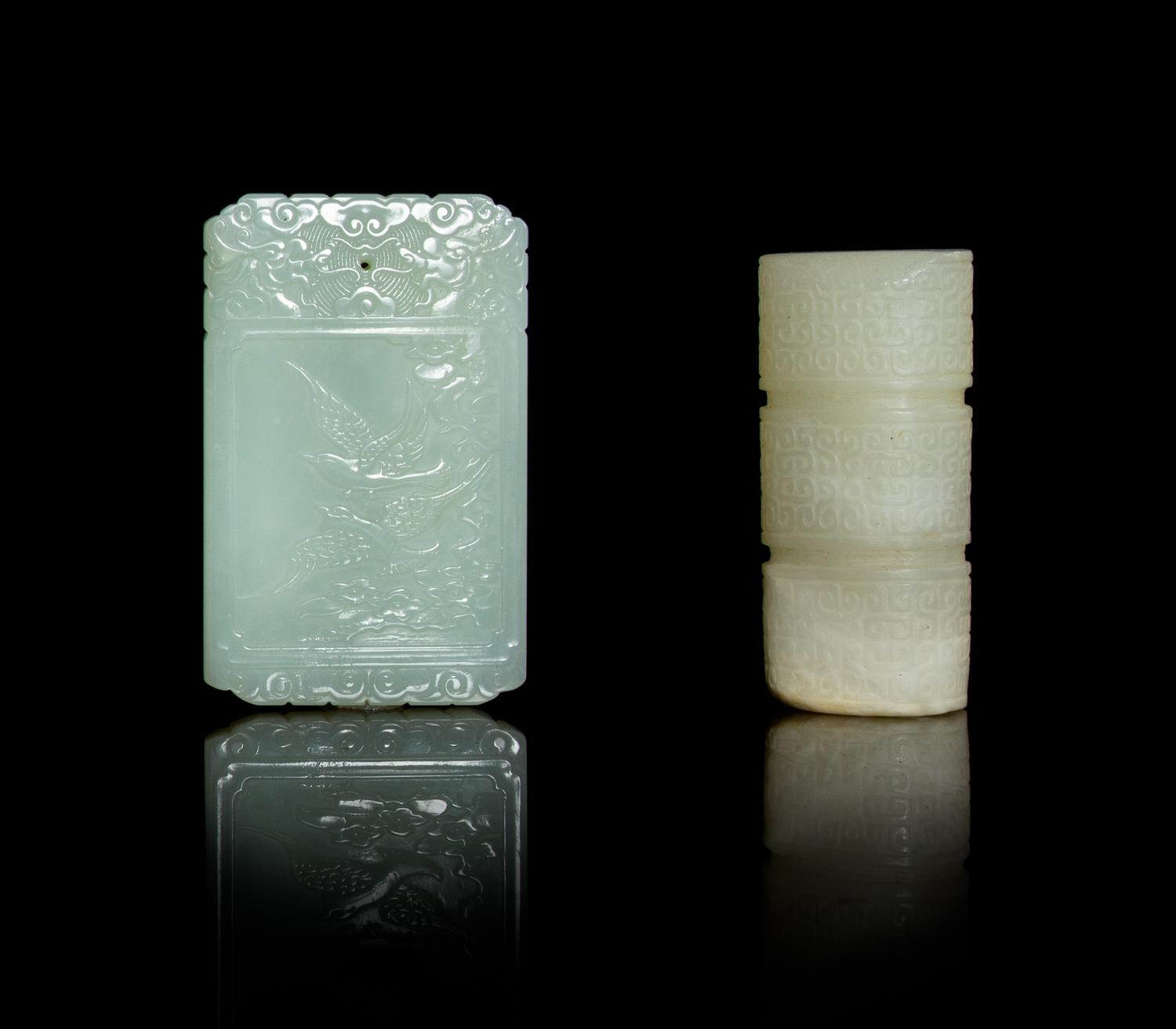 Two Jade Pendants Height of larger 2 1/4 inches.