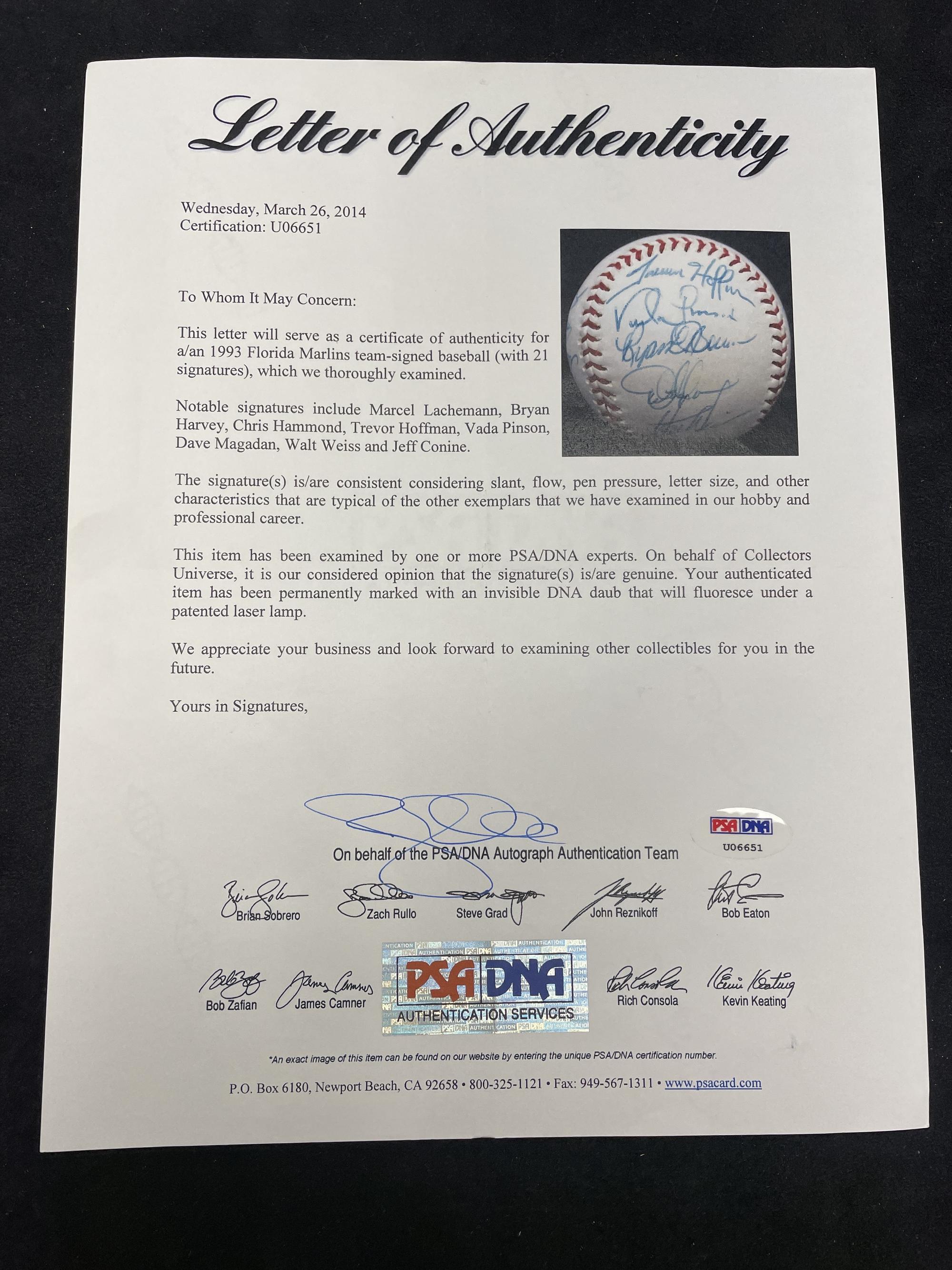A Group of Assorted 1990s-2000s Florida Marlins Team Signed Autograph Baseballs