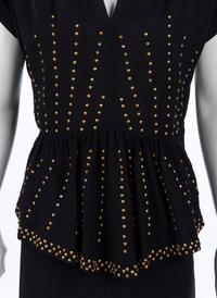 Three Black Dresses with Metal Embellishments, 1940s