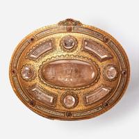 A Renaissance Revival etched glass, enamel, and gilt metal mounted casket Probably Austrian, late 19th / early 20th century