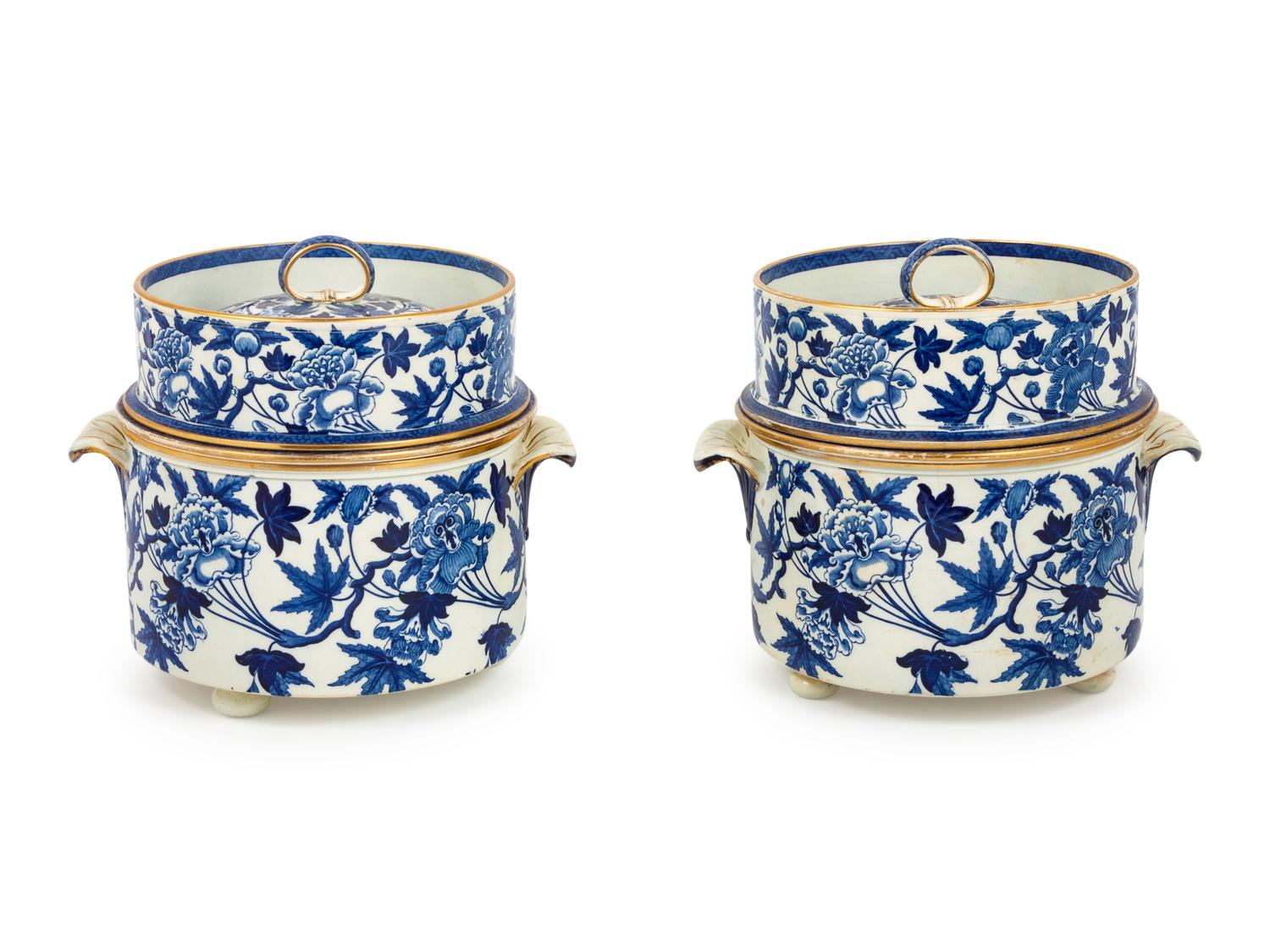 A Pair of Wedgwood Three-piece Lidded Coolers