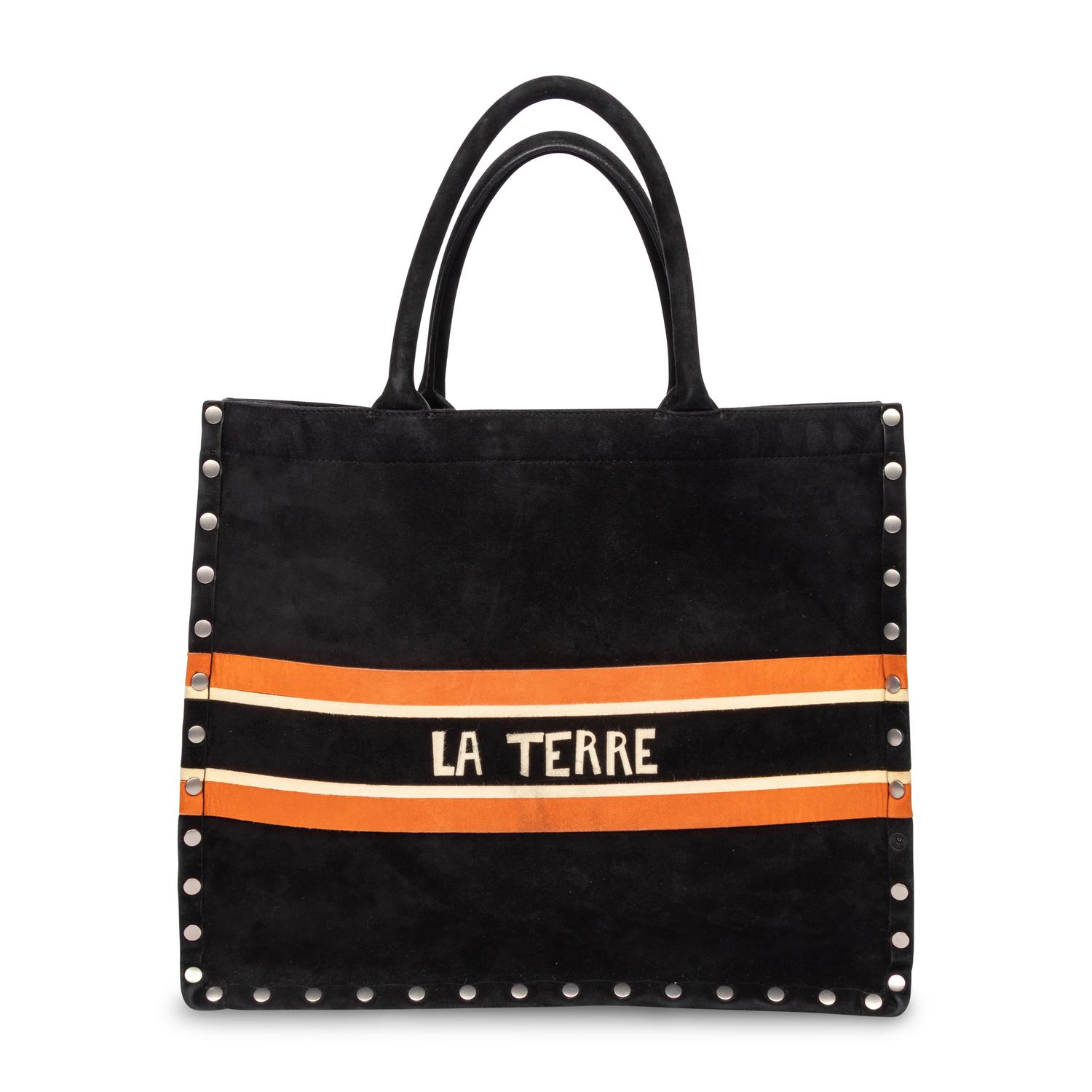 CHRISTIAN DIOR, 'LA TERRE' LARGE SUEDE BOOK TOTE