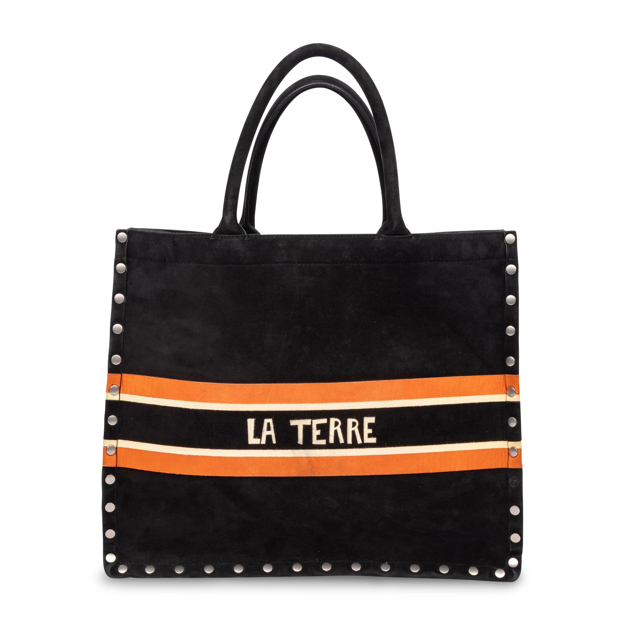 CHRISTIAN DIOR, 'LA TERRE' LARGE SUEDE BOOK TOTE