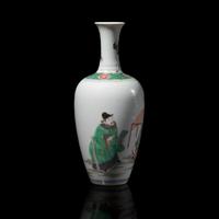 A Chinese Famille Verte Decorated Vase — 康熙款 五彩人物圖賞瓶