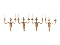 A Set of Four Louis XVI Style Gilt Bronze Two-Light Sconces