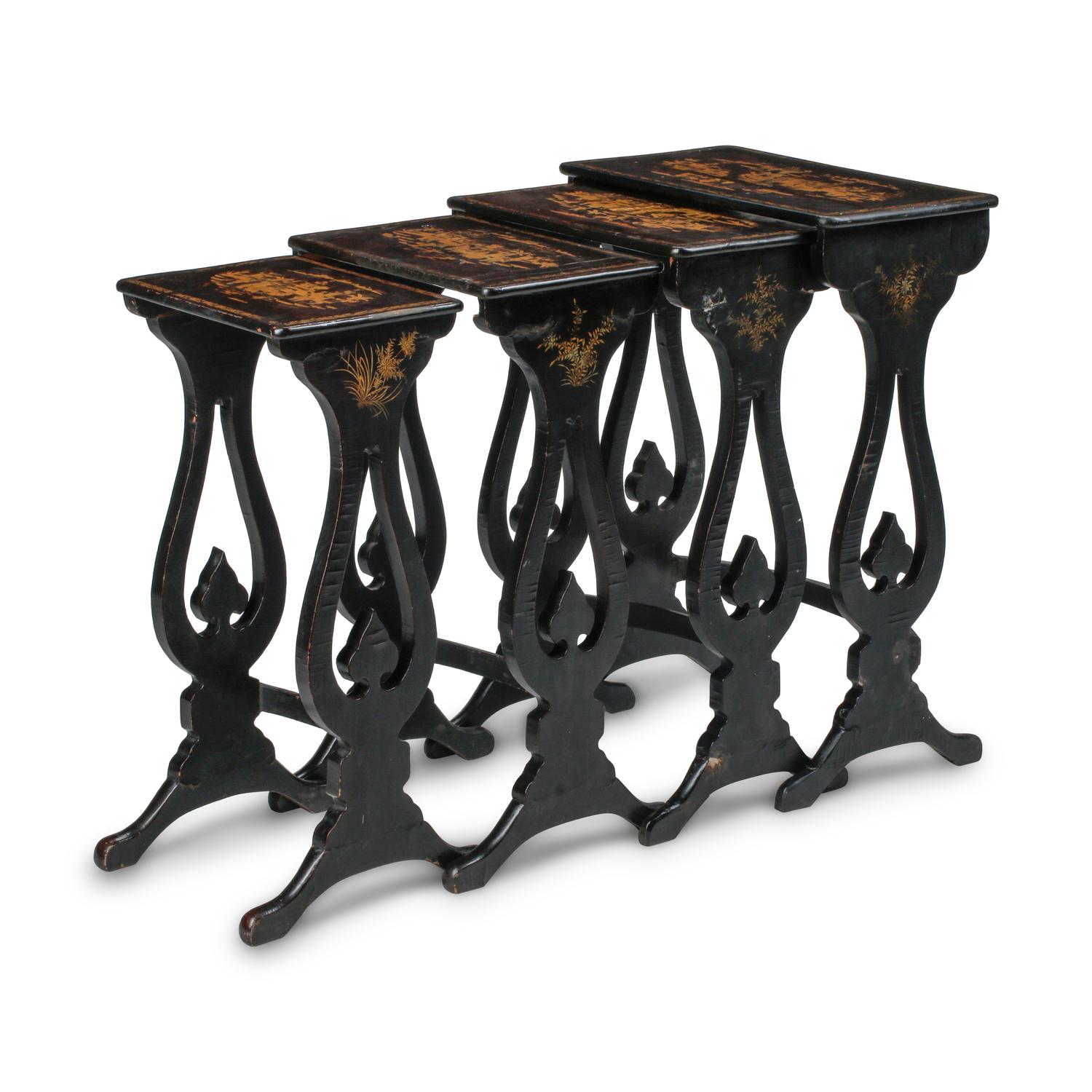 A Set of English Black-Japanned Nesting Tables